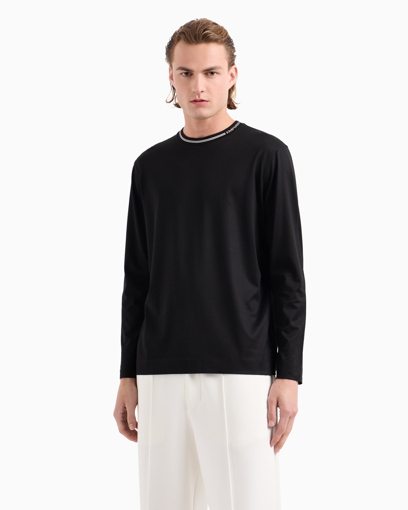 ASV Lyocell-blend jersey jumper with logo on collar Slide 1