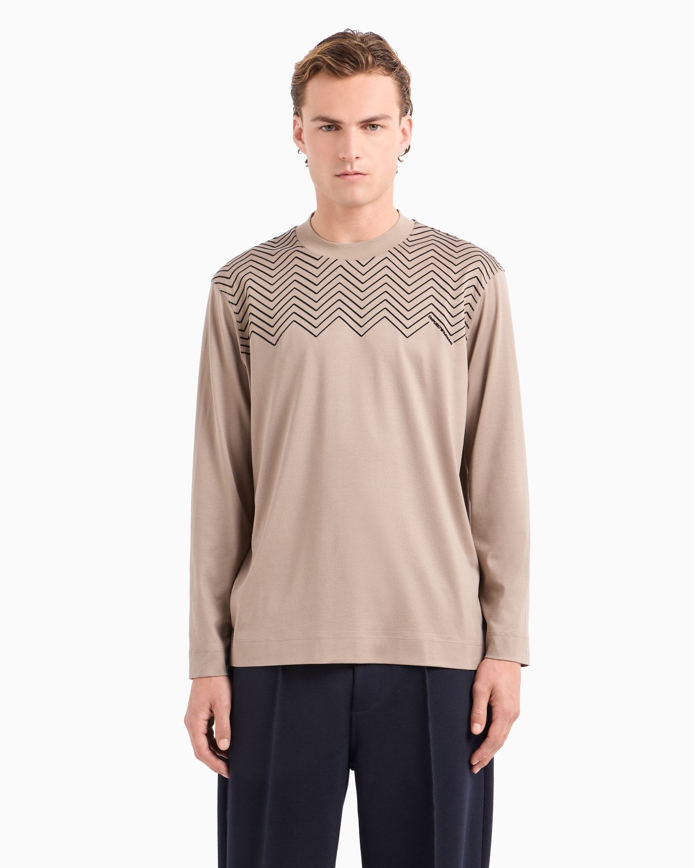 ASV Lyocell-blend jersey jumper with flocked chevron detail Slide 1