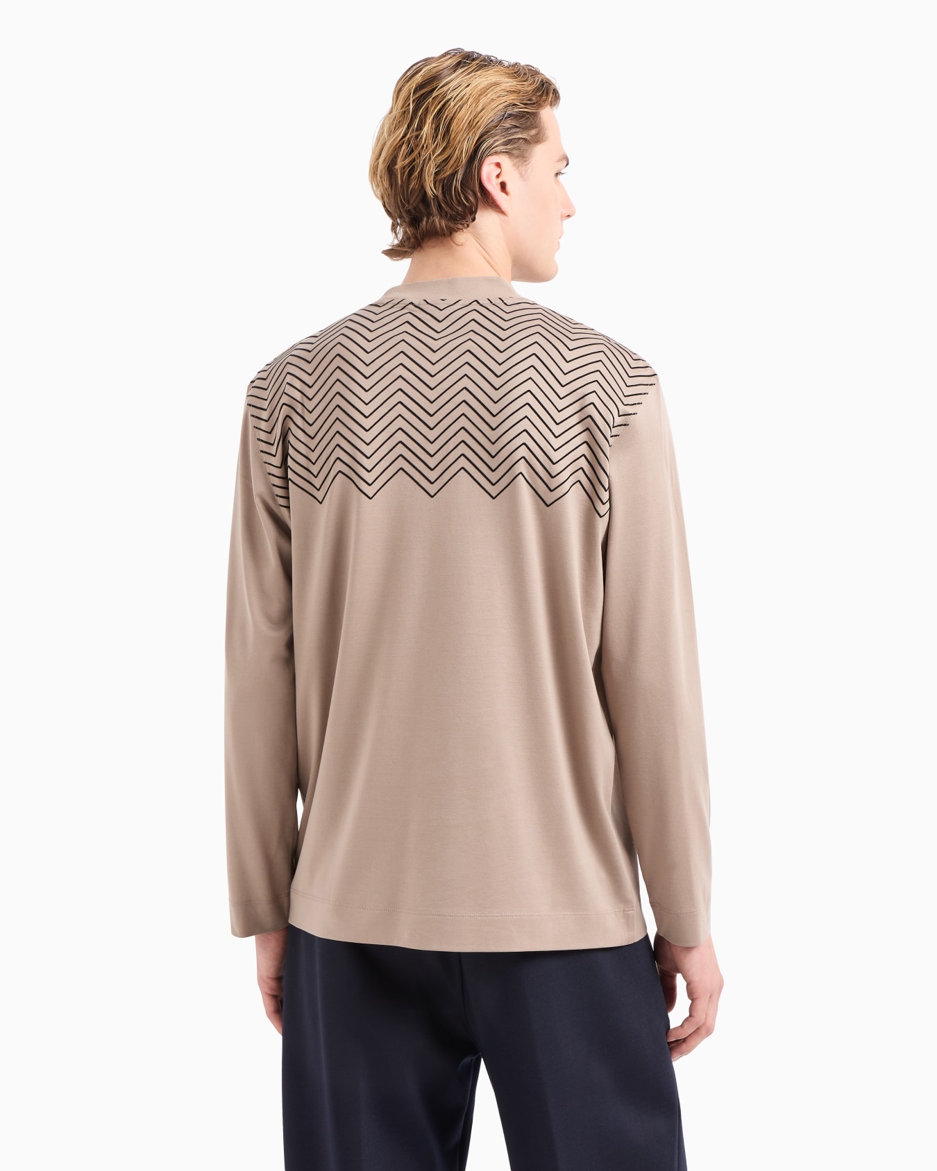 ASV Lyocell-blend jersey jumper with flocked chevron detail Slide 2