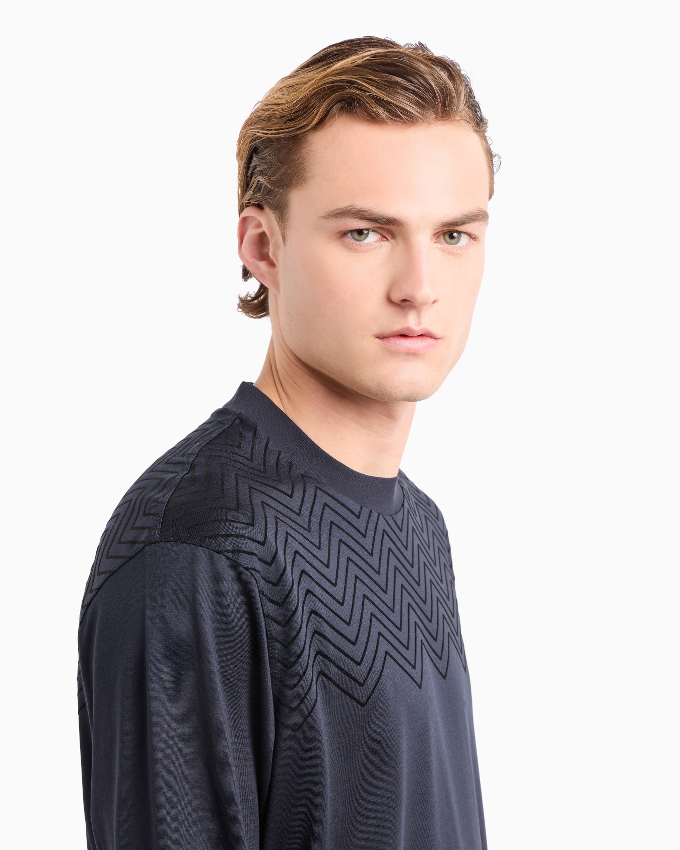 ASV Lyocell-blend jersey jumper with flocked chevron detail Slide 4