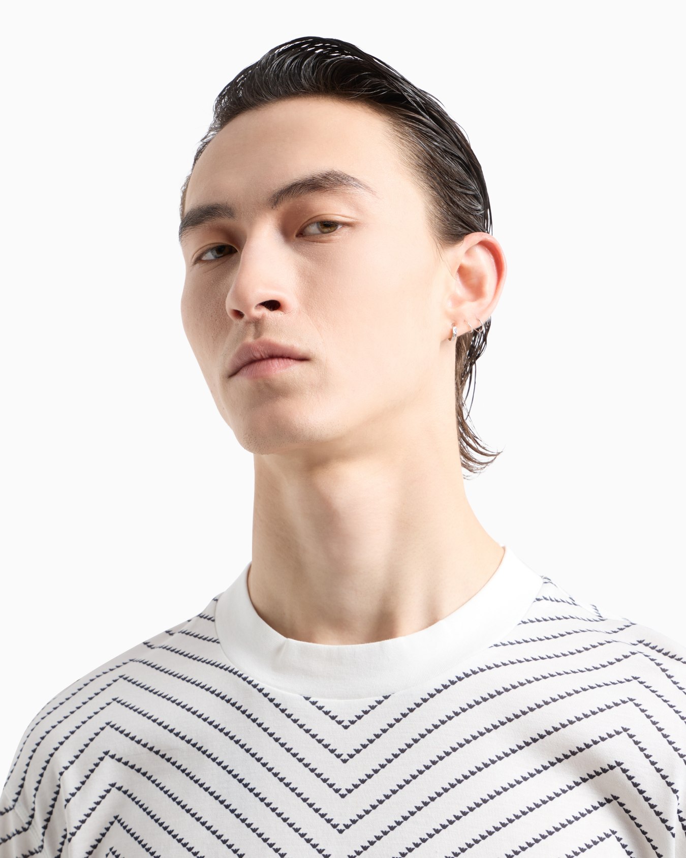 Lyocell blend-jersey T-shirt with macro chevron print and micro eagle Slide 4