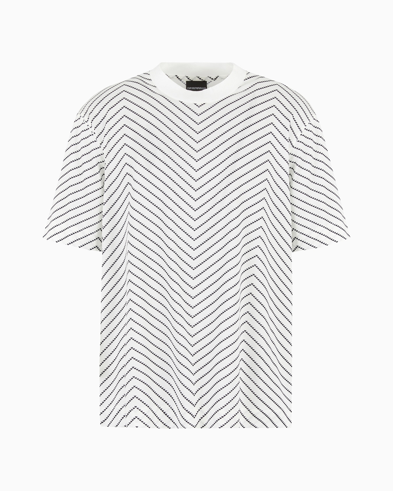Lyocell blend-jersey T-shirt with macro chevron print and micro eagle Slide 0