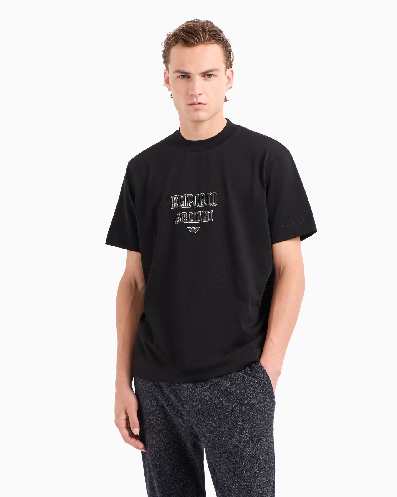 T-shirt en jersey épais avec logo brodé en relief ASV Diapositive 1