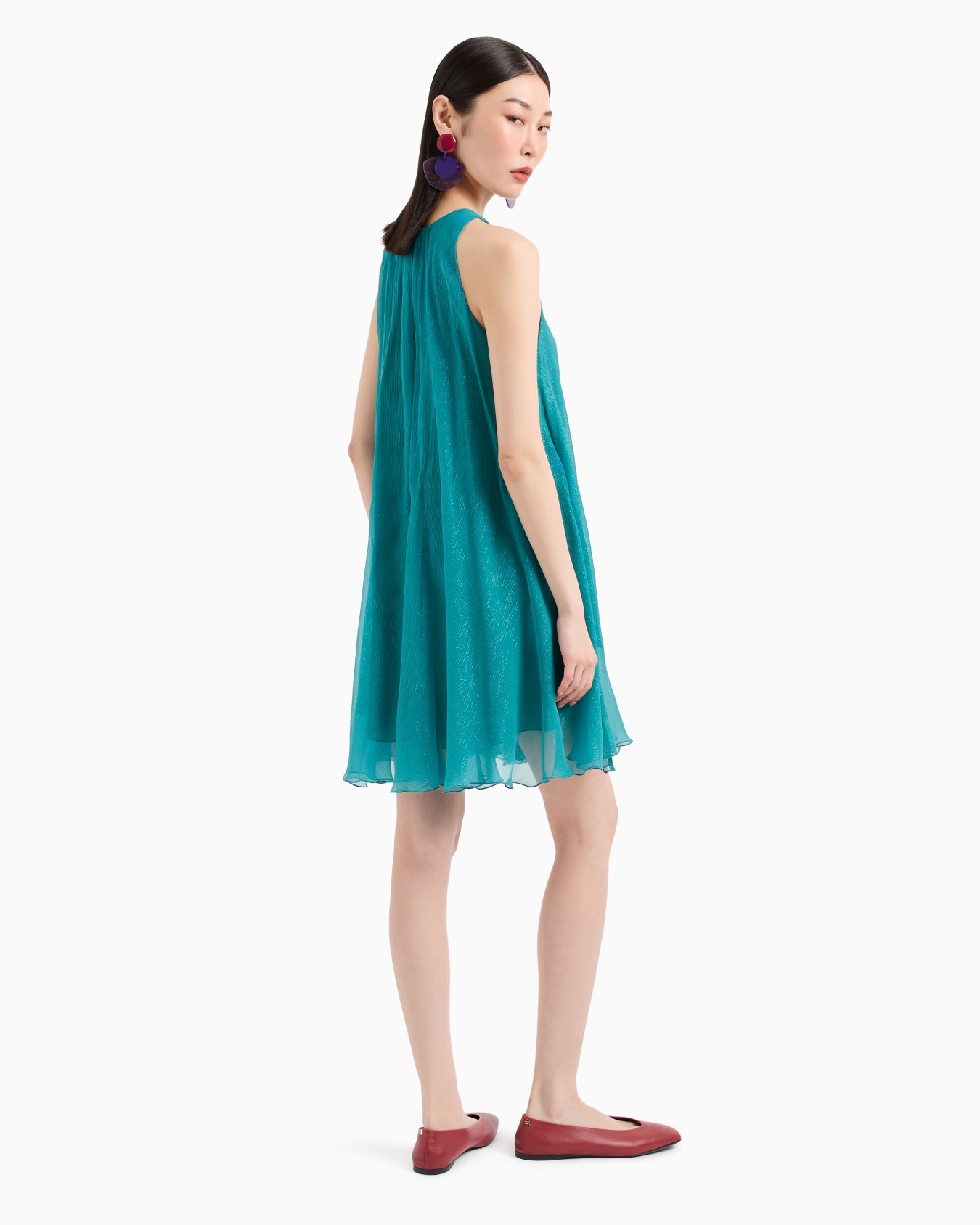 Robe tunique sans manches en crêpe de soie lurex Diapositive 2