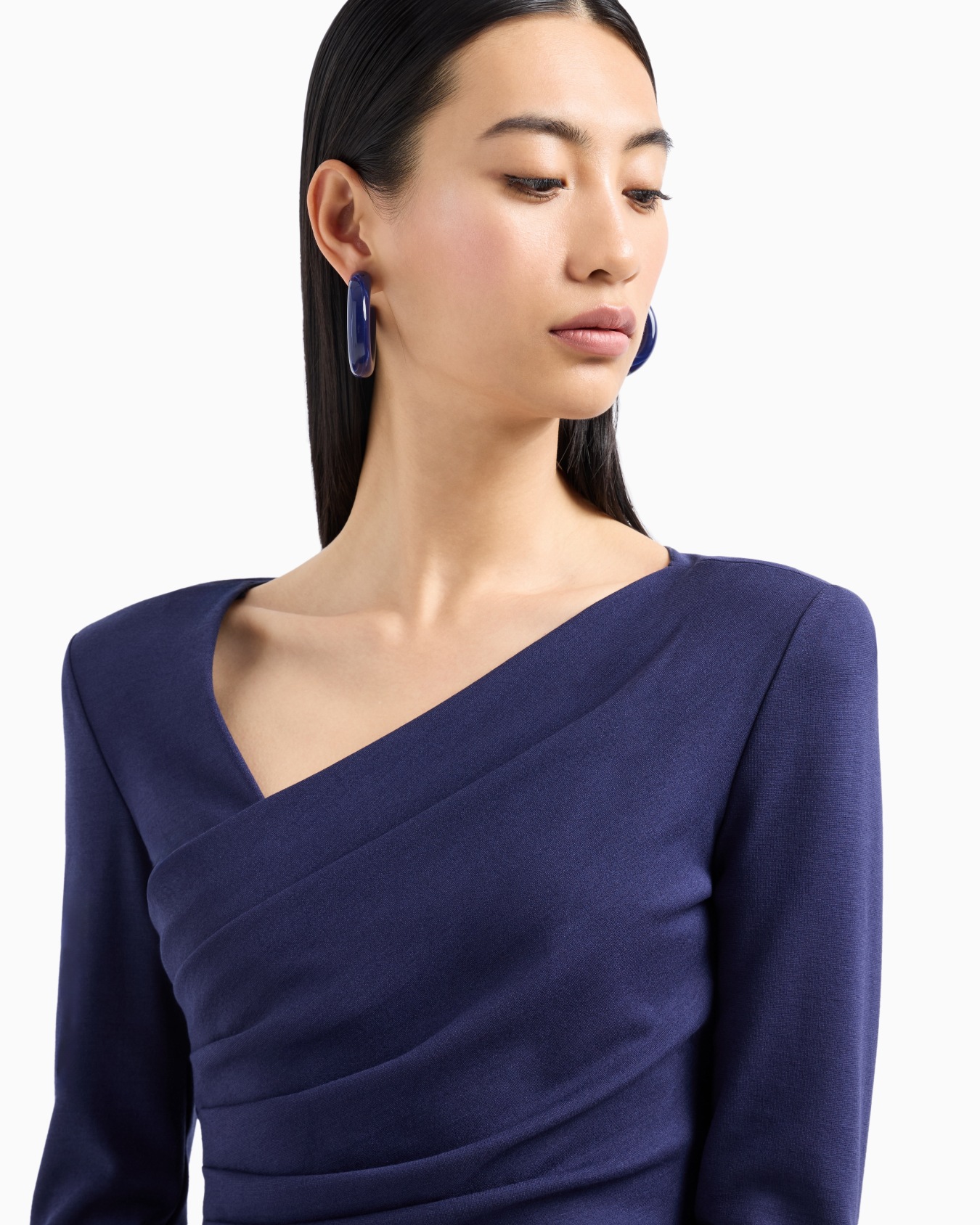 Robe croisée asymétrique avec drapé en tissu stretch point Milano Diapositive 4