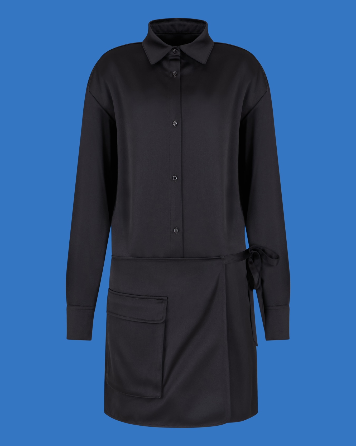 Robe à col chemise en satin Capsule Black Blue ASV Diapositive 0