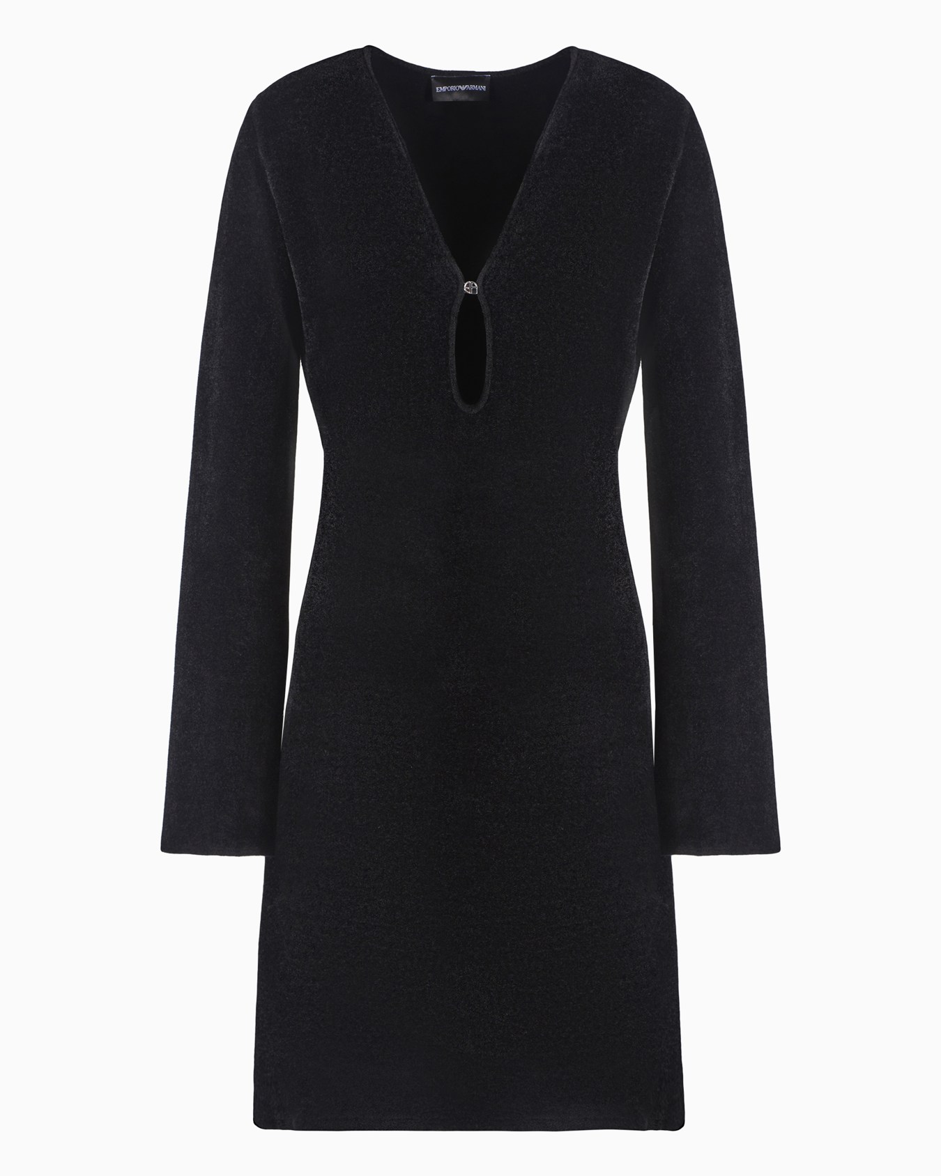 Robe encolure en V en chenille laminée effet éponge Diapositive 0