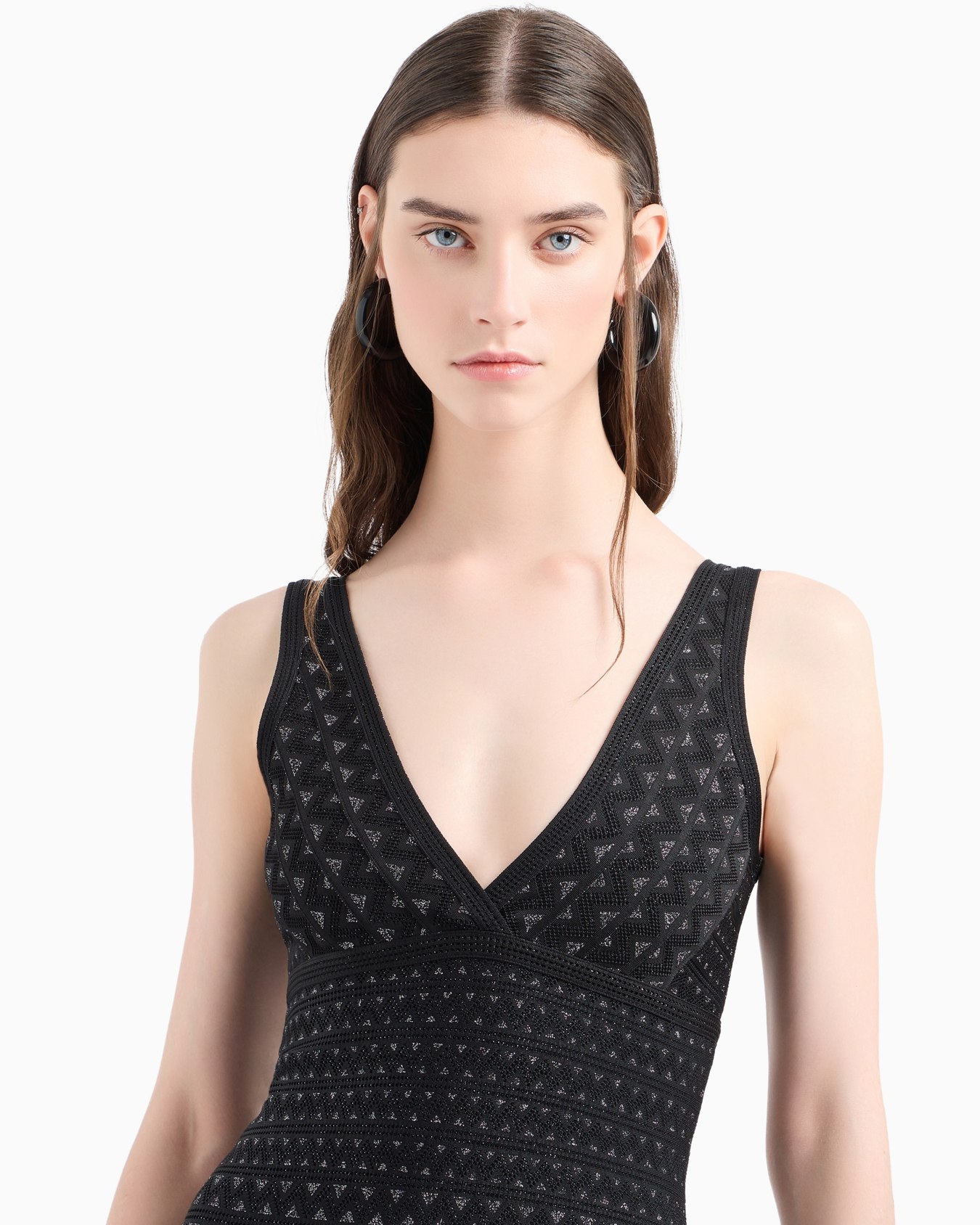 Moon Capsule collection two-tone jacquard stretch-knit flared dress Slide 5