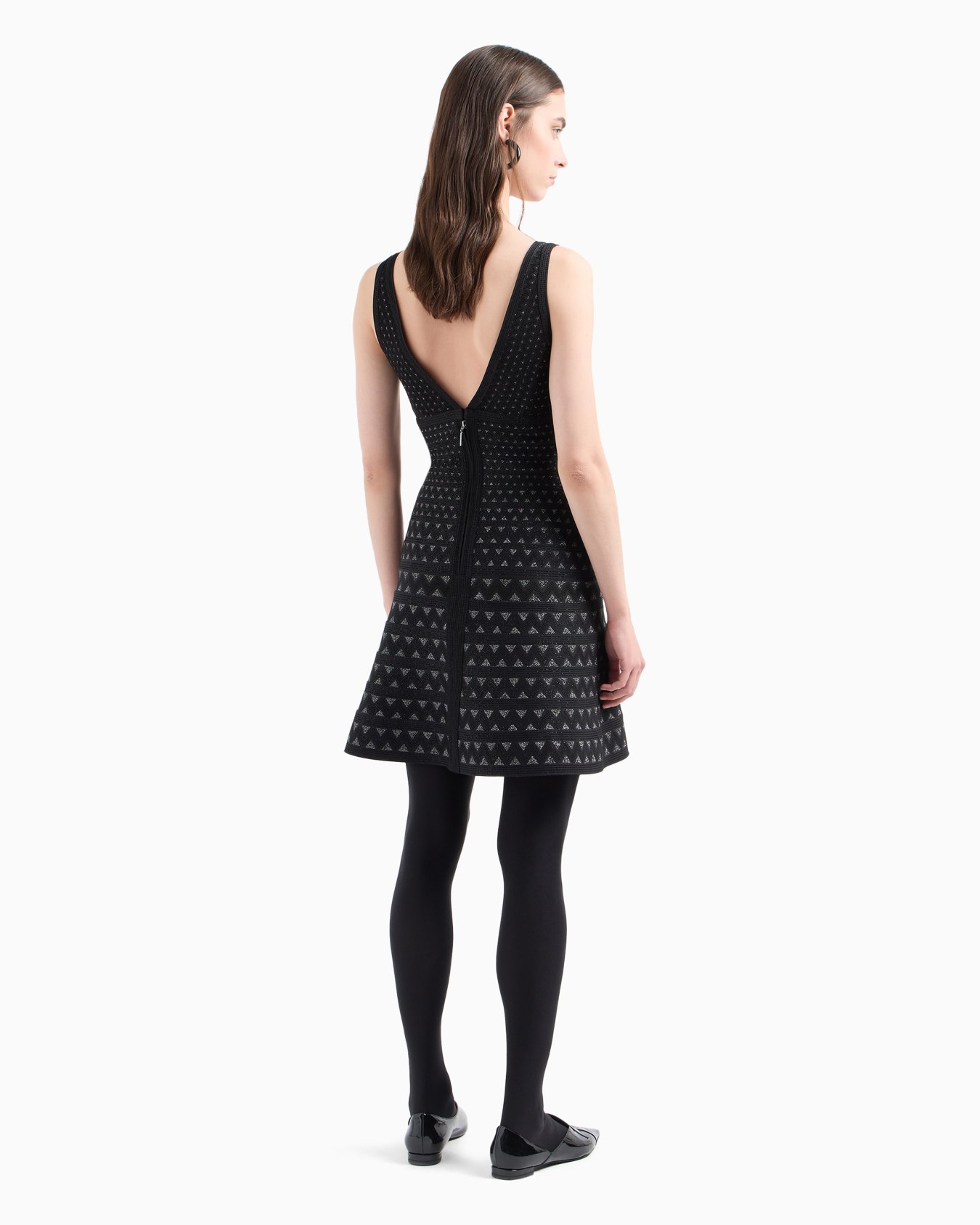 Moon Capsule collection two-tone jacquard stretch-knit flared dress Slide 3