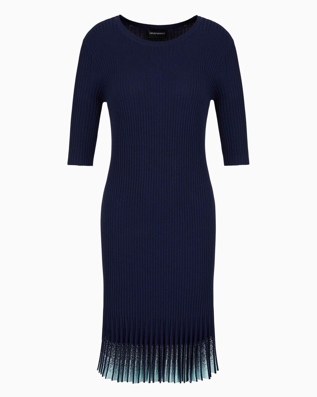 Dress with pleated ruffle in gradient rib knit Slide 0