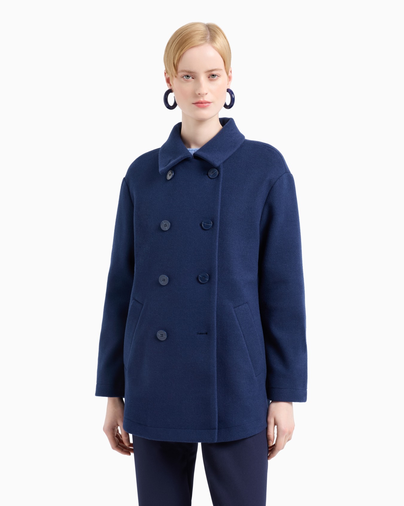 Double-breasted cloth pea coat Slide 1