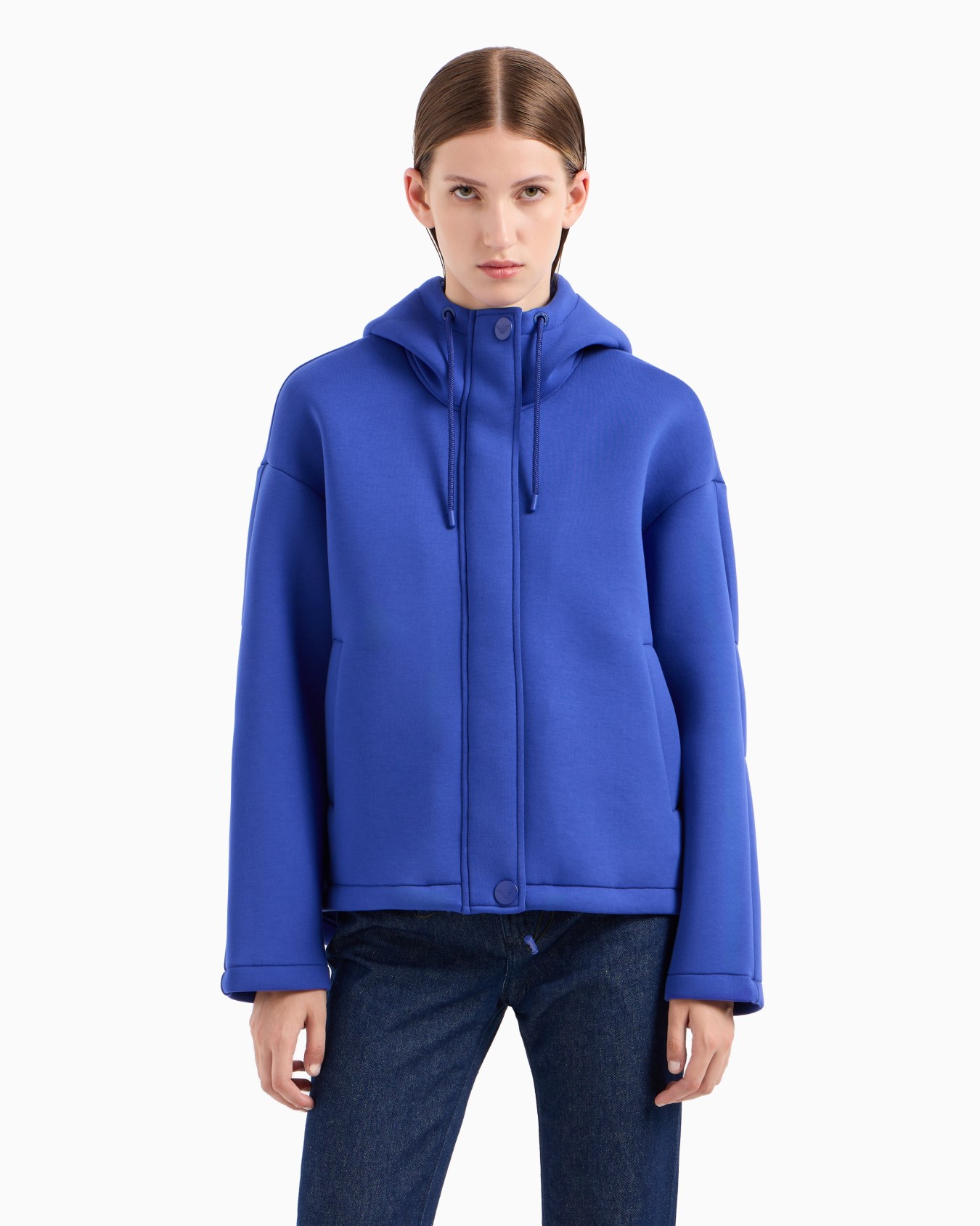 Oversized hooded sweatshirt in scuba fabric Slide 1