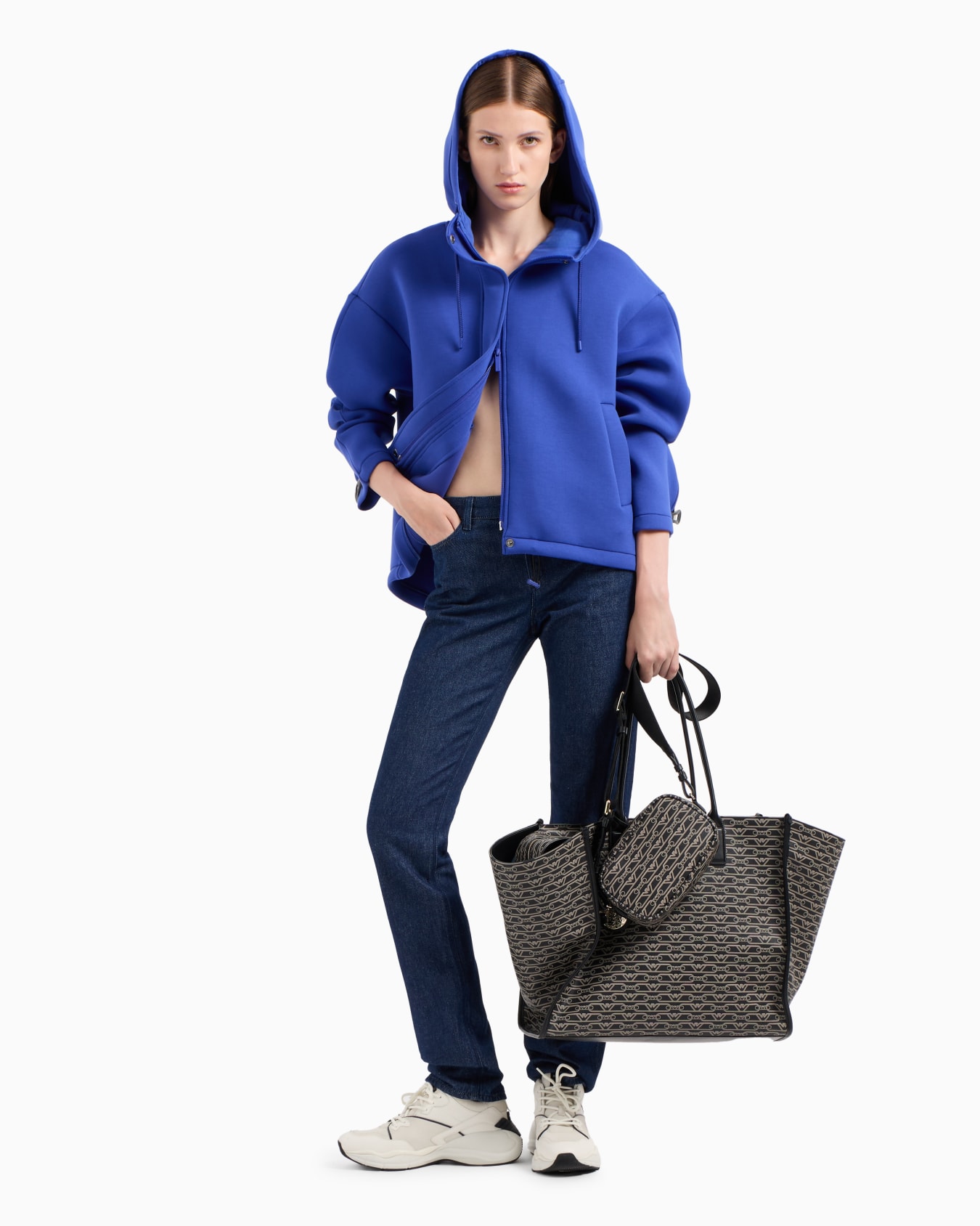 Oversized hooded sweatshirt in scuba fabric Slide 3