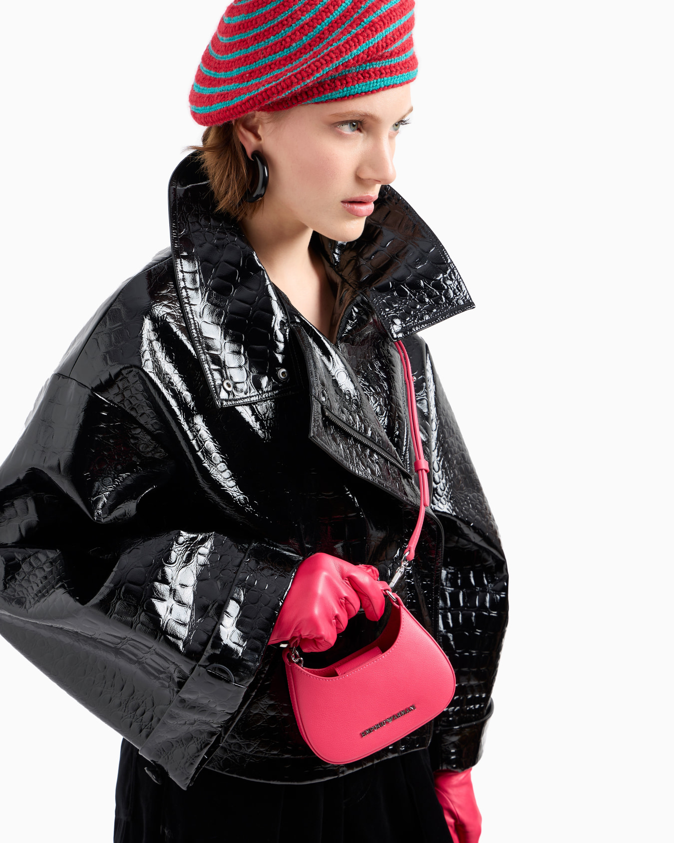 Mock croc vinyl blouson with kimono sleeves | Emporio Armani