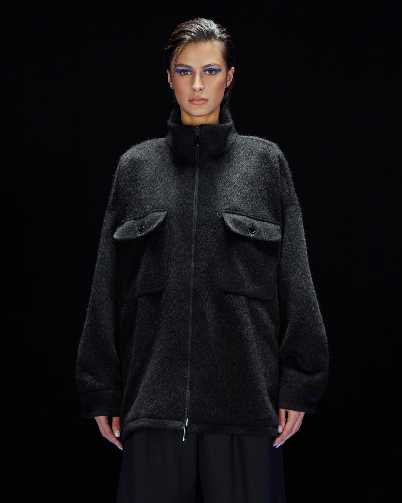 ASV Black Blue capsule collection full-zip virgin wool and mohair blouson Slide 2