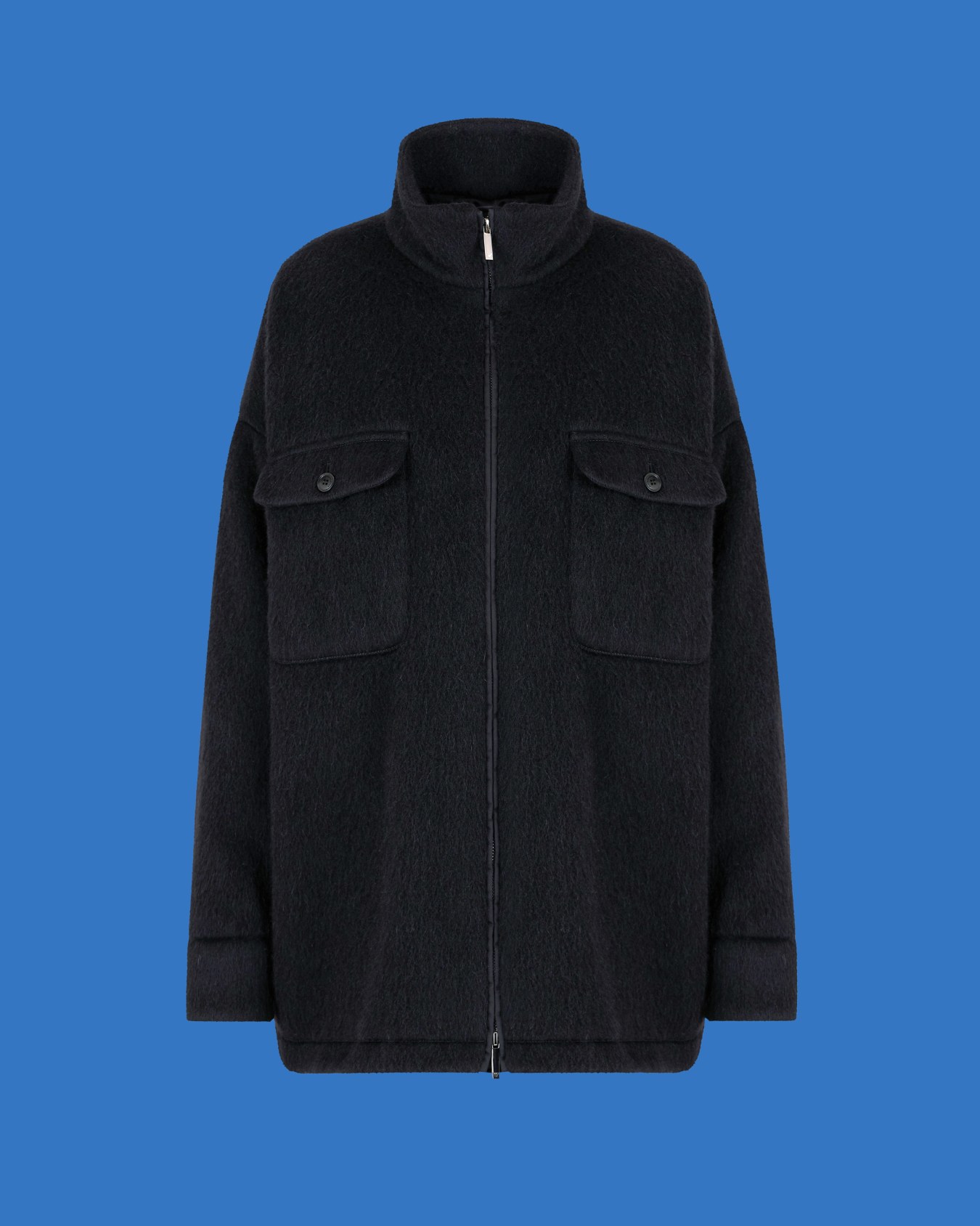 ASV Black Blue capsule collection full-zip virgin wool and mohair blouson Slide 0