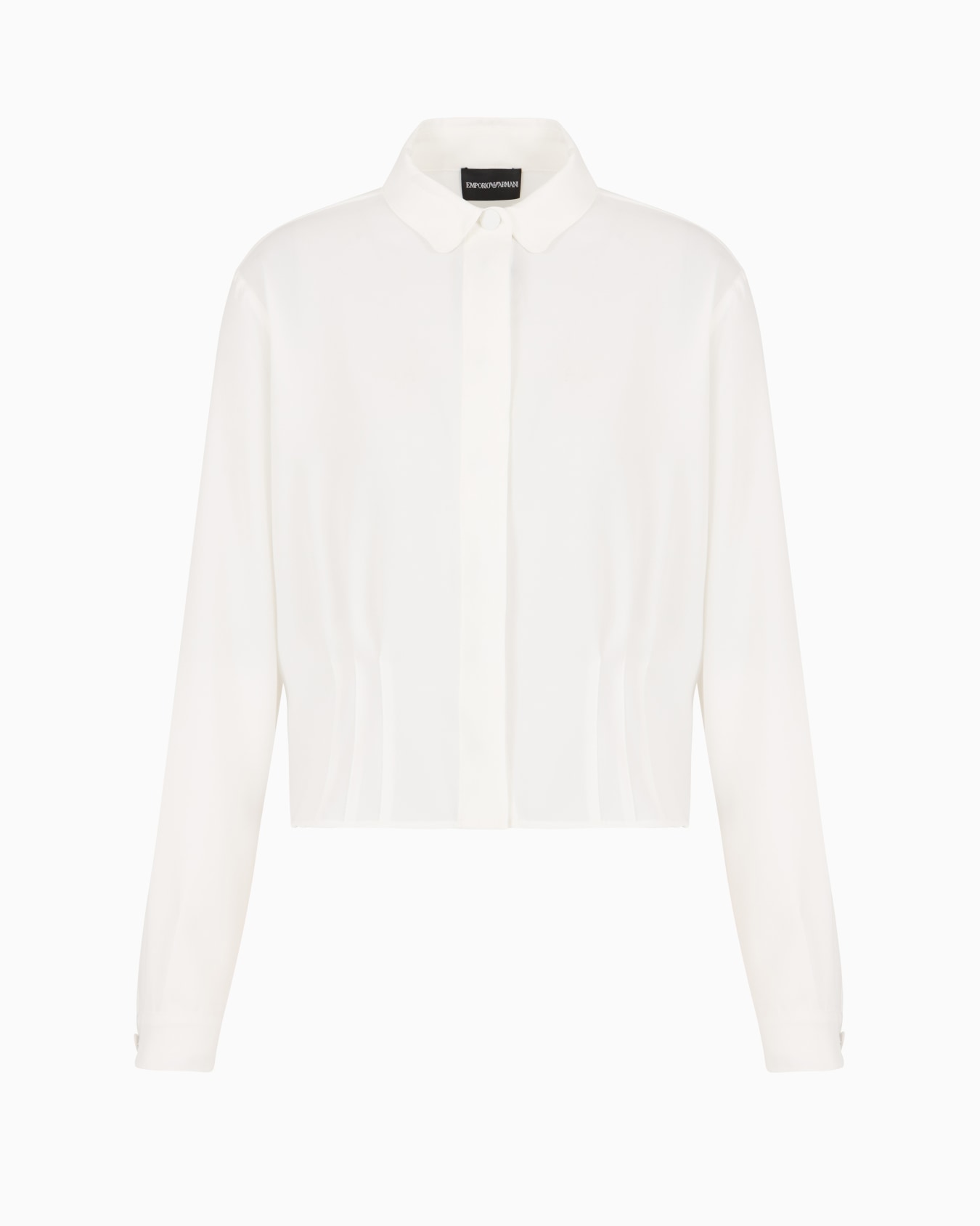 Camisa cropped en tejido crepé reciclado con martingala ASV Diapositiva 0