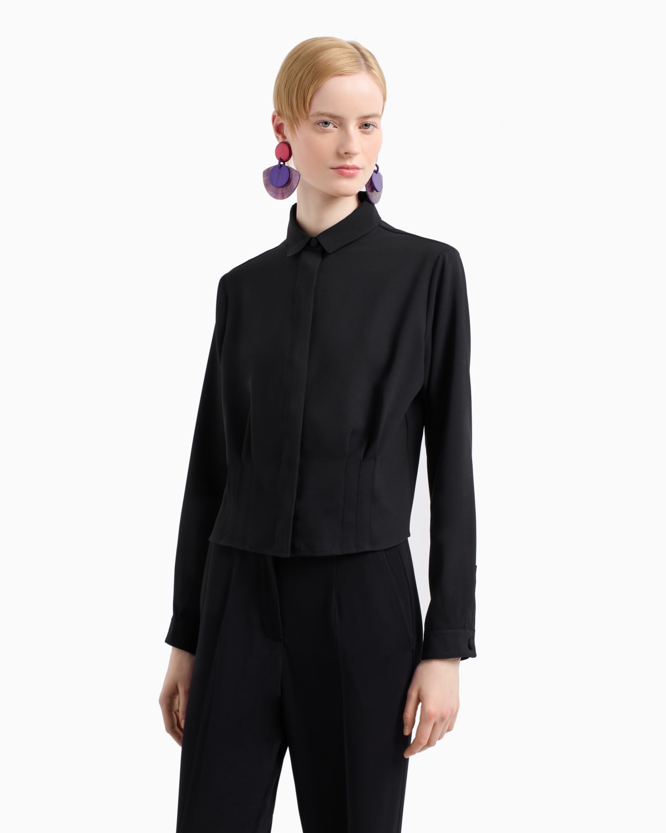 ASV Cropped-Hemd aus recyceltem Krepp-Gewebe mit Rückenspange Folie 1
