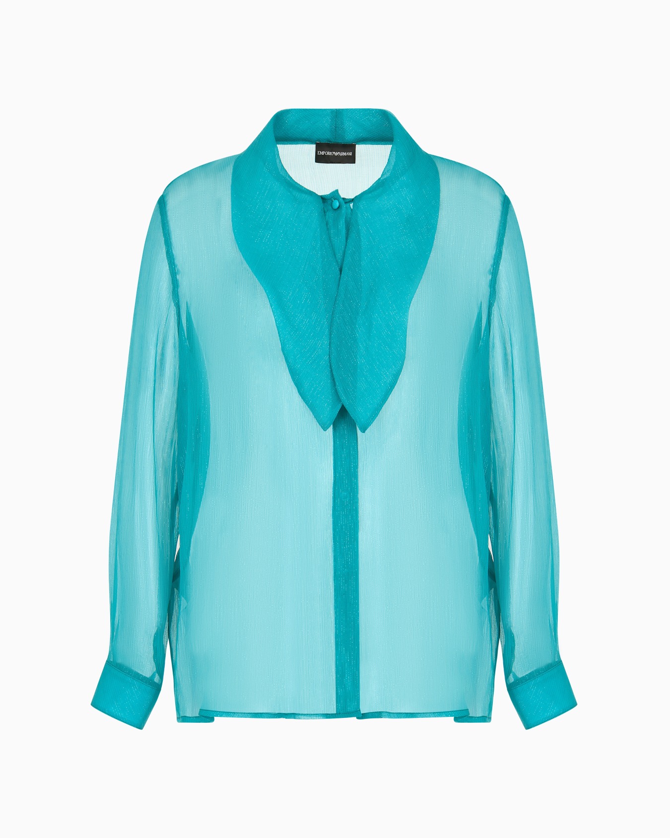 Lurex crépon silk shirt with foulard collar Slide 0