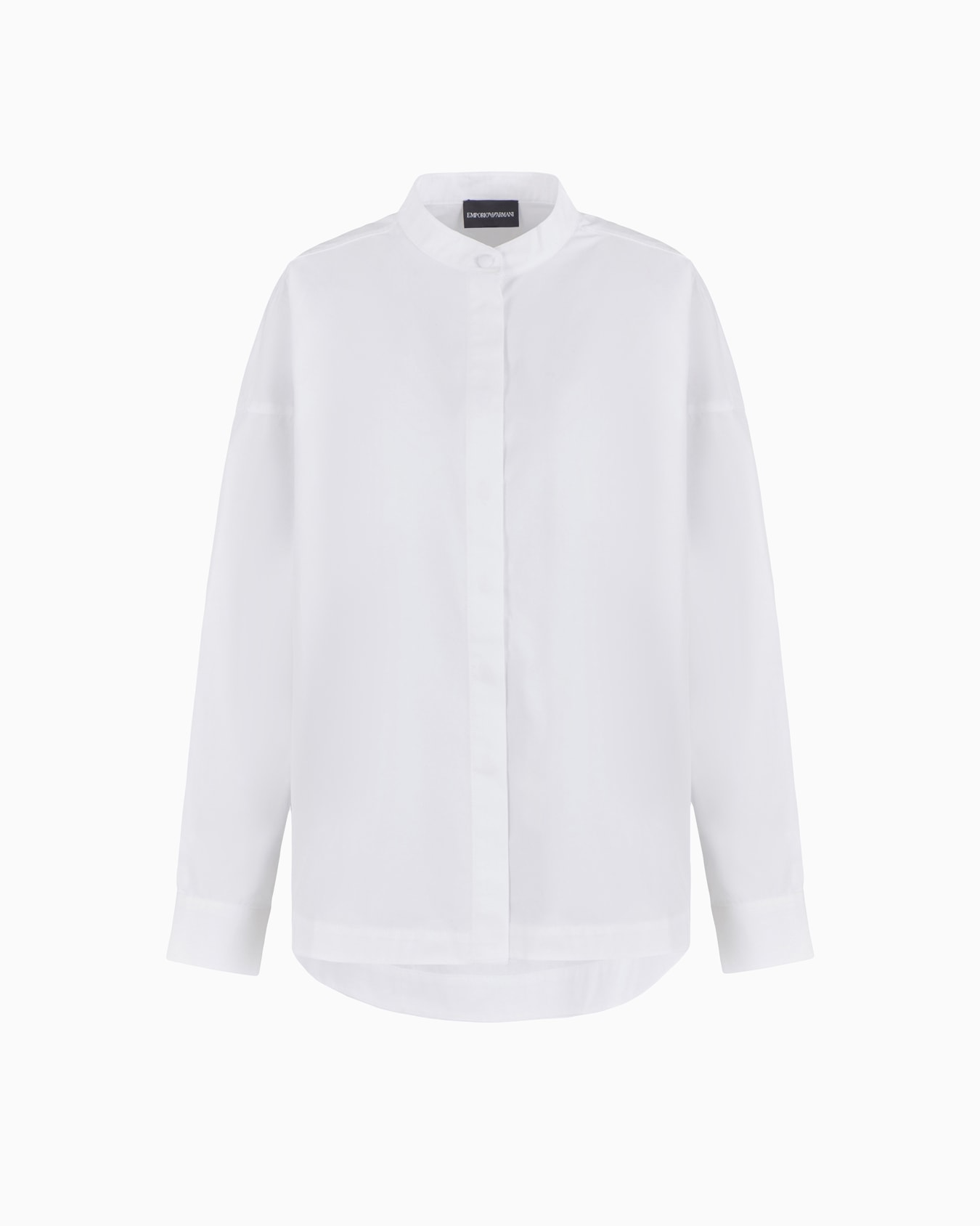 Polished cotton oversized shirt with guru collar Slide 0
