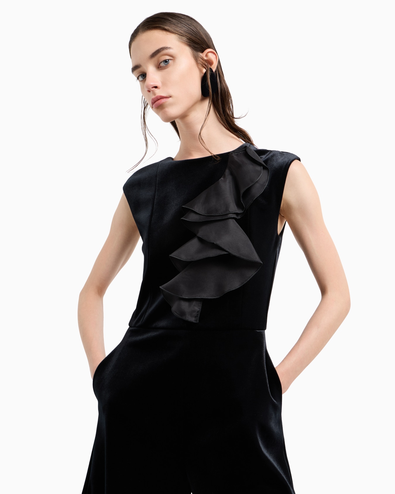 Tuta corta in jersey di ciniglia con rouches in organza Capsule Moon Slide 5