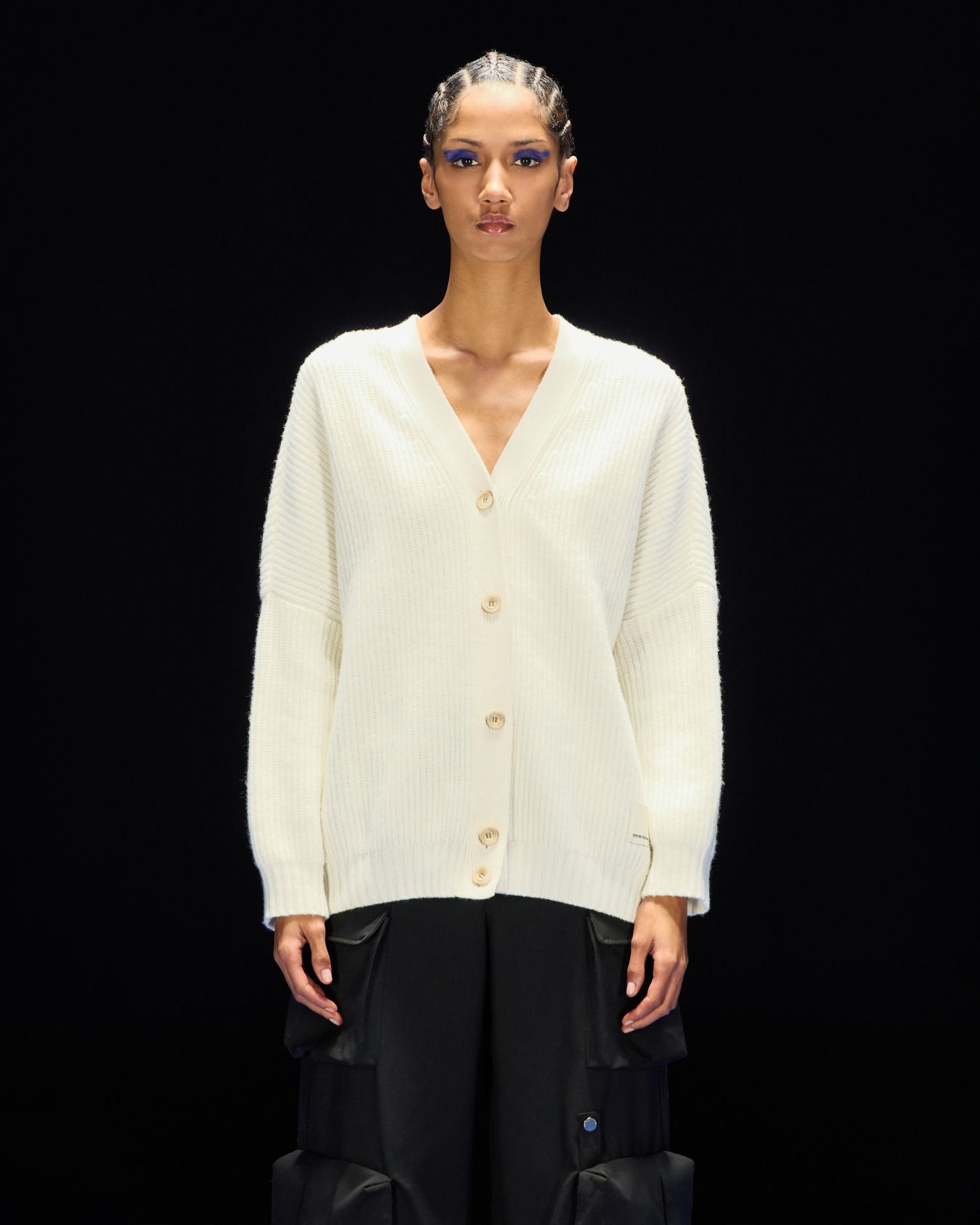 ASV Black Blue capsule collection cob-stitch wool cardigan Slide 2