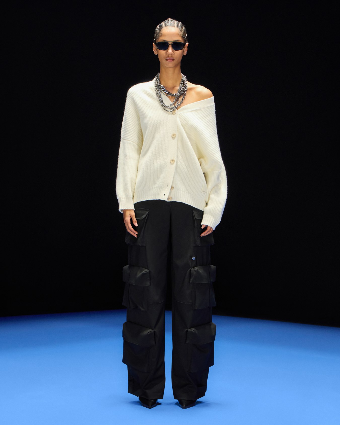 ASV Black Blue capsule collection cob-stitch wool cardigan Slide 4