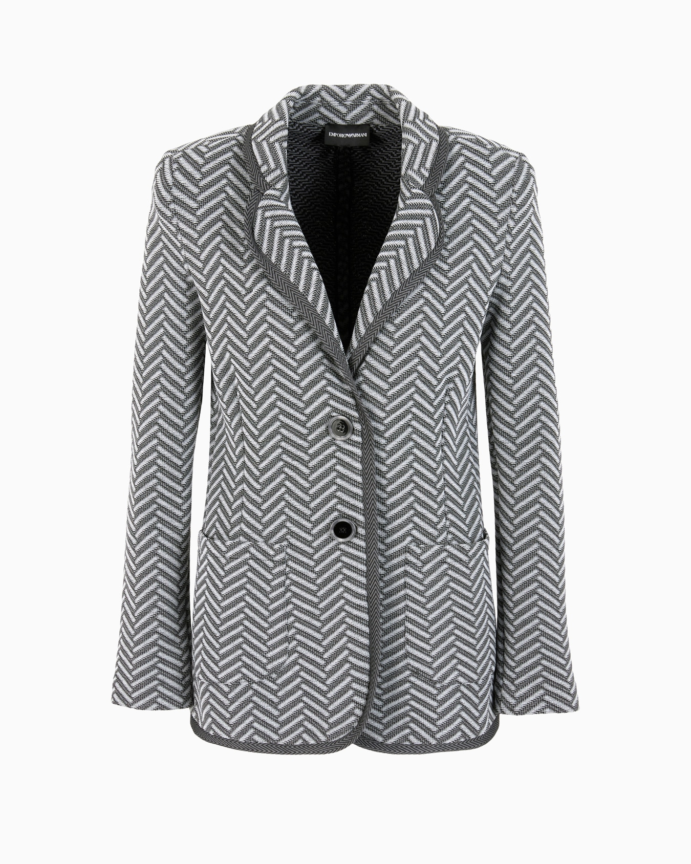 Single-breasted blazer in jacquard jersey with a chevron motif Slide 0