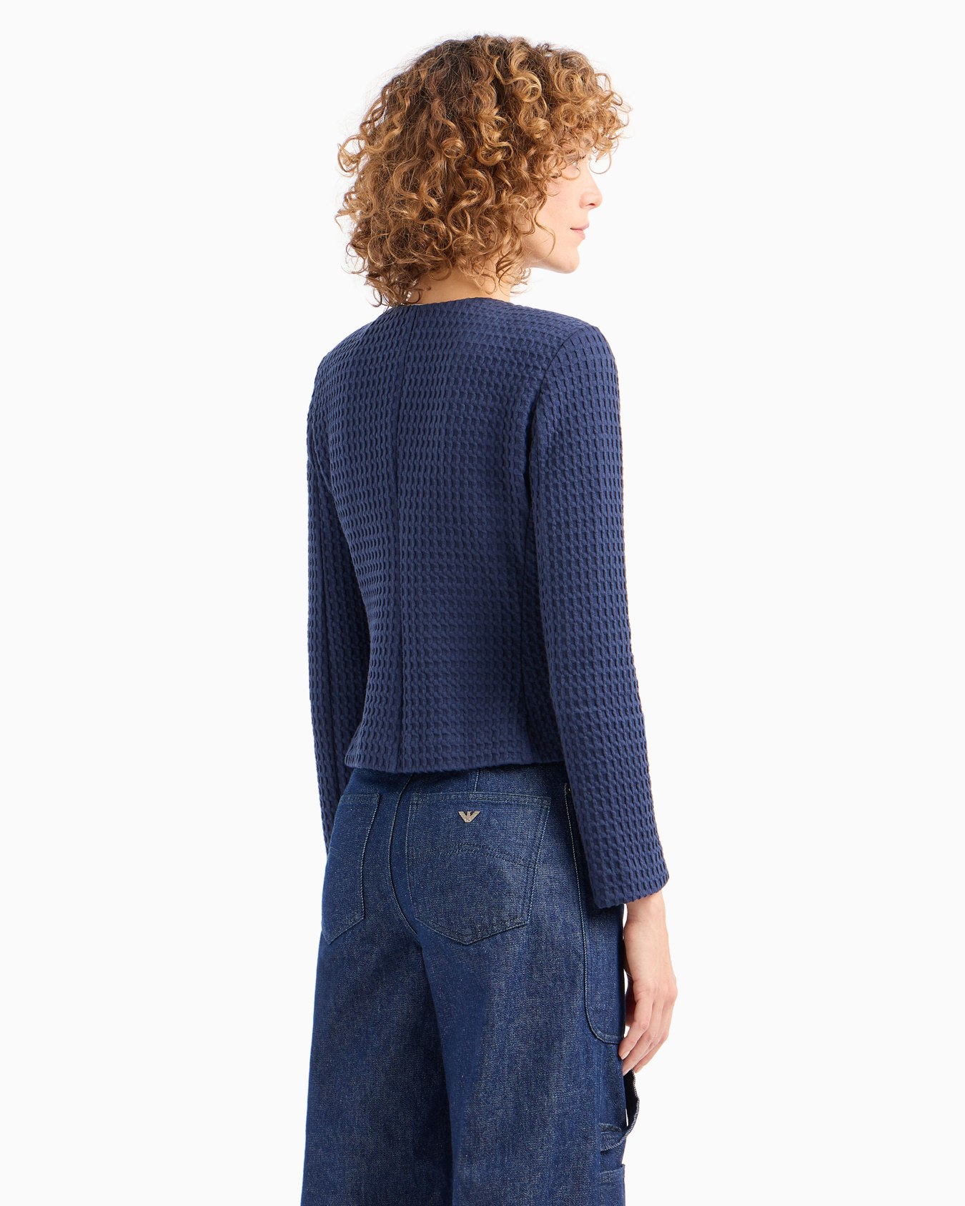 Veste avec fermeture zippée et basque en maille effet gaufré Diapositive 3