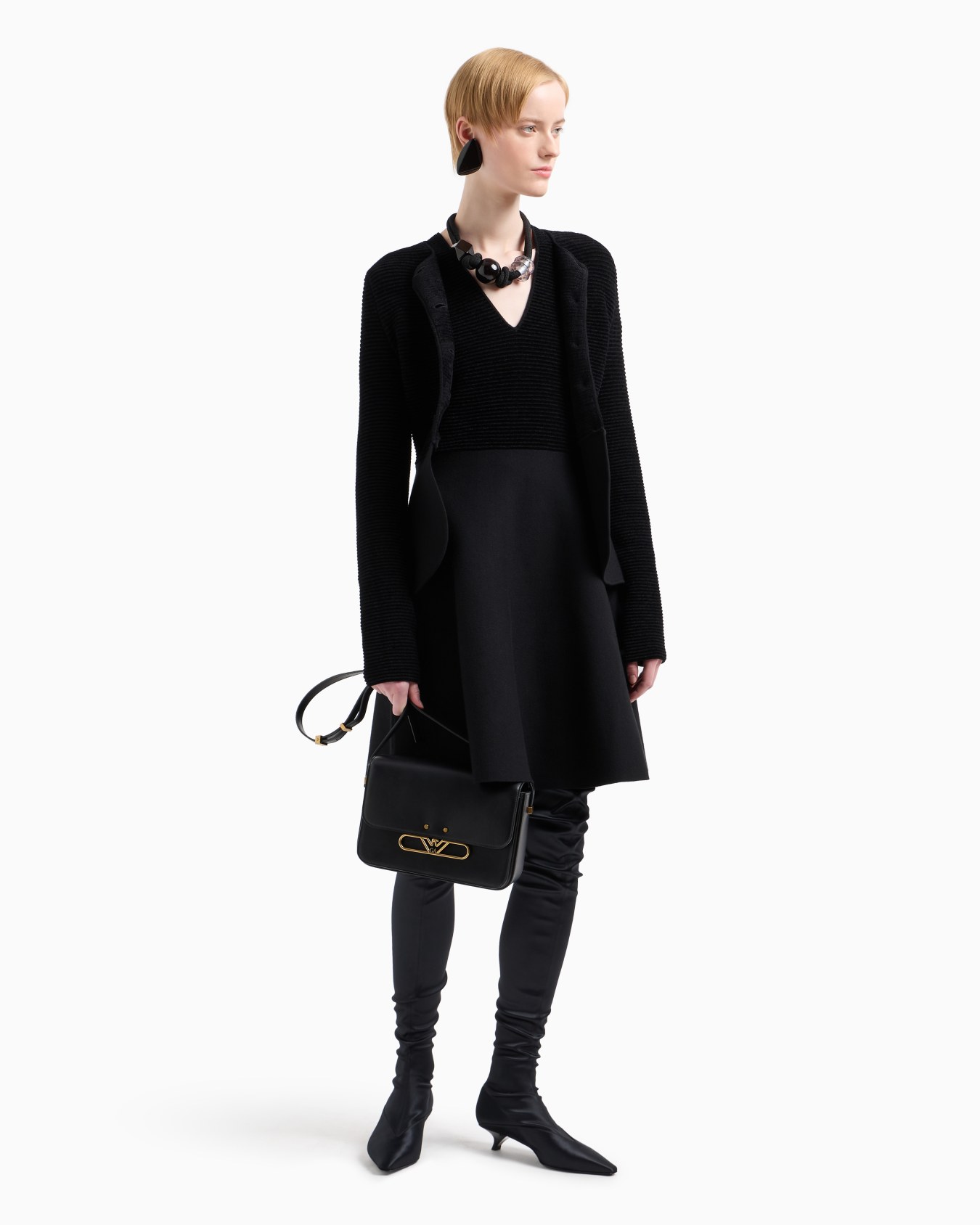 Ottoman-fabric cardigan jacket with peplum Slide 3