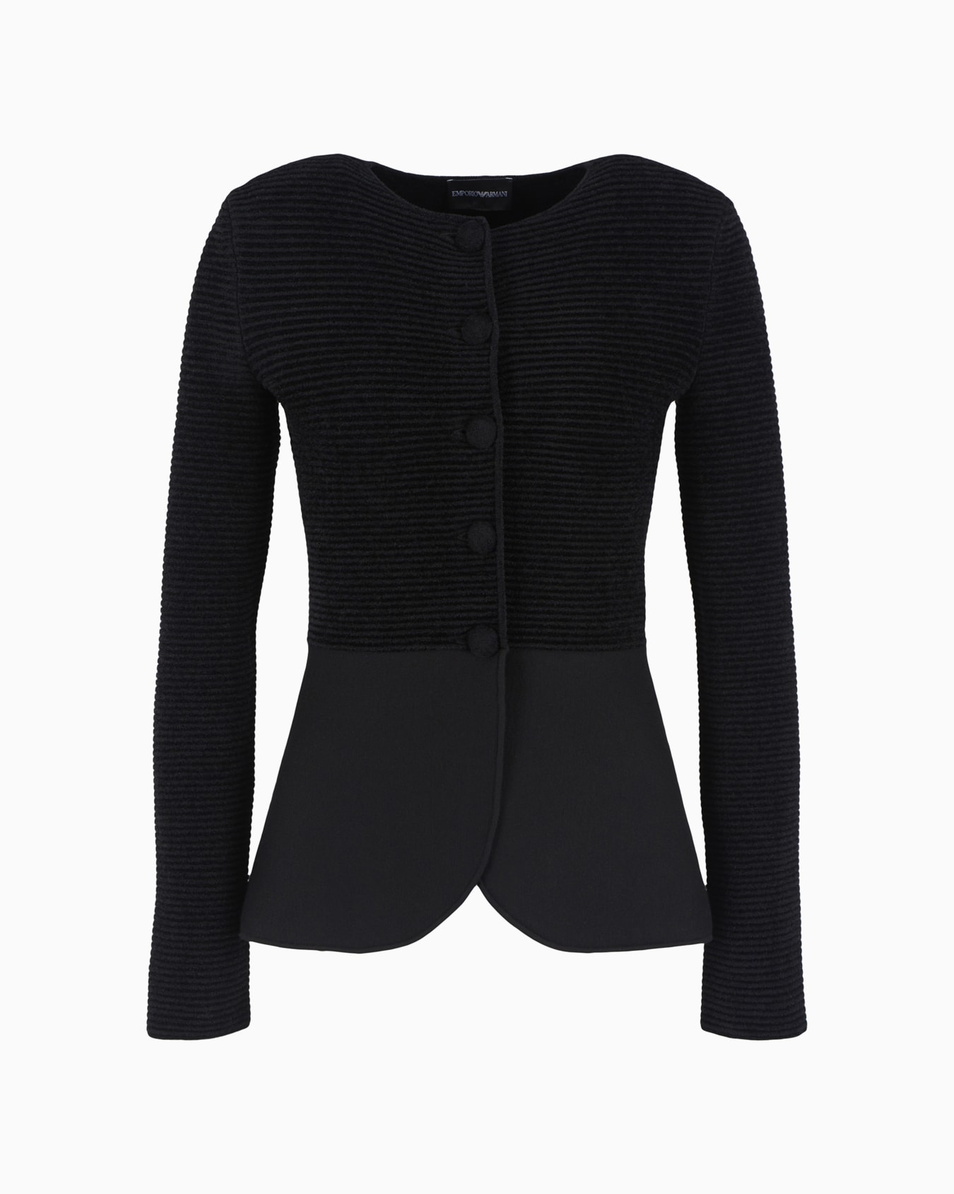 Ottoman-fabric cardigan jacket with peplum Slide 0