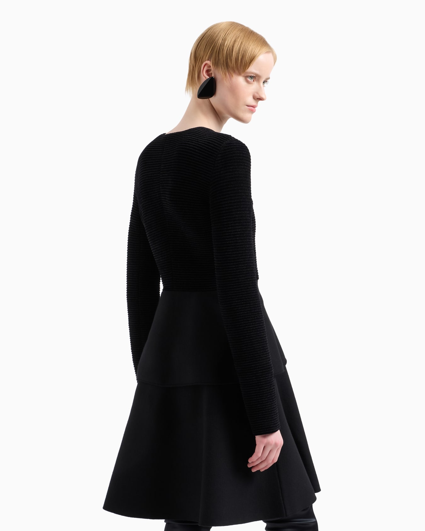 Ottoman-fabric cardigan jacket with peplum Slide 2