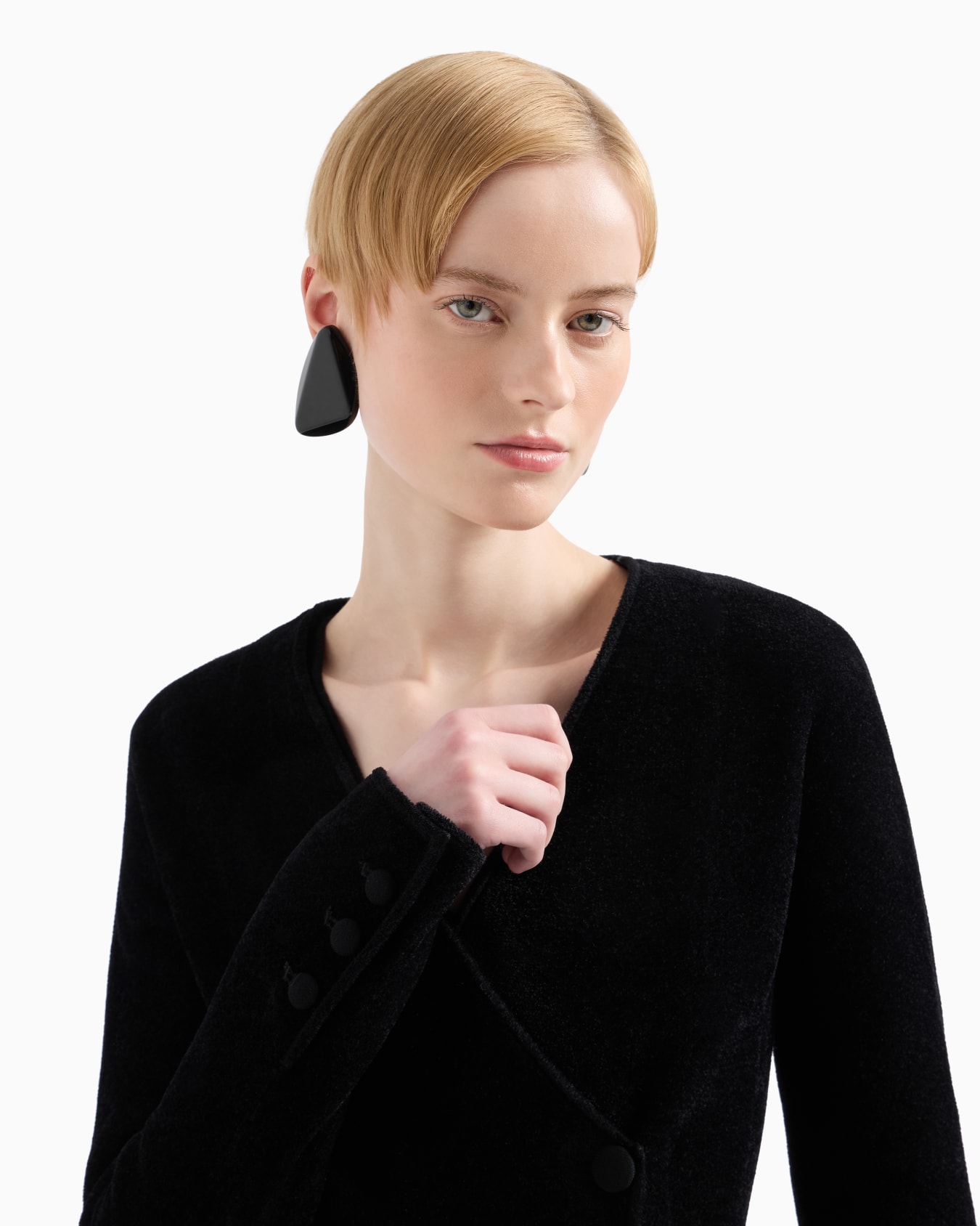 Double-breasted blazer in terry-effect bonded chenille Slide 4