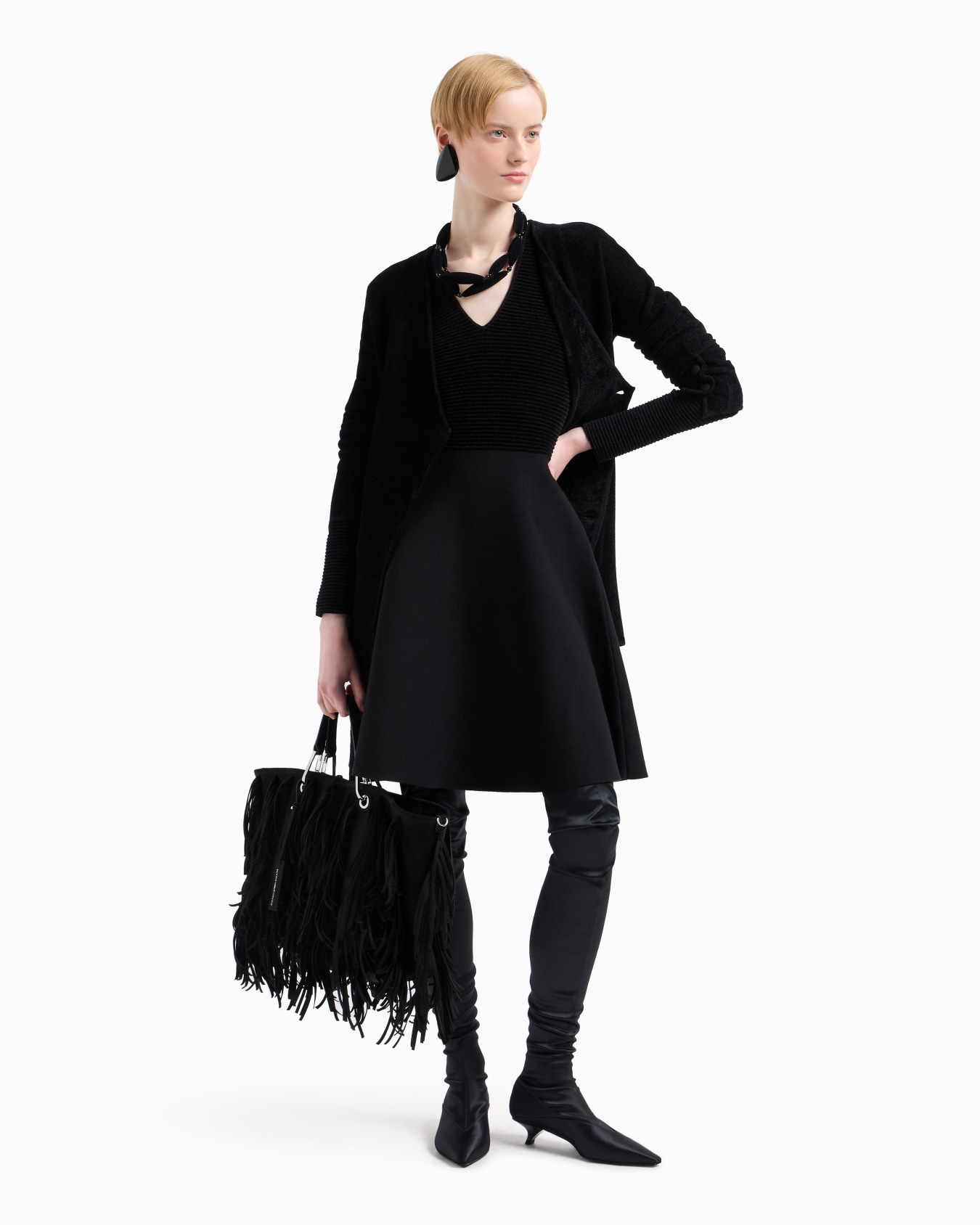 Double-breasted blazer in terry-effect bonded chenille Slide 3