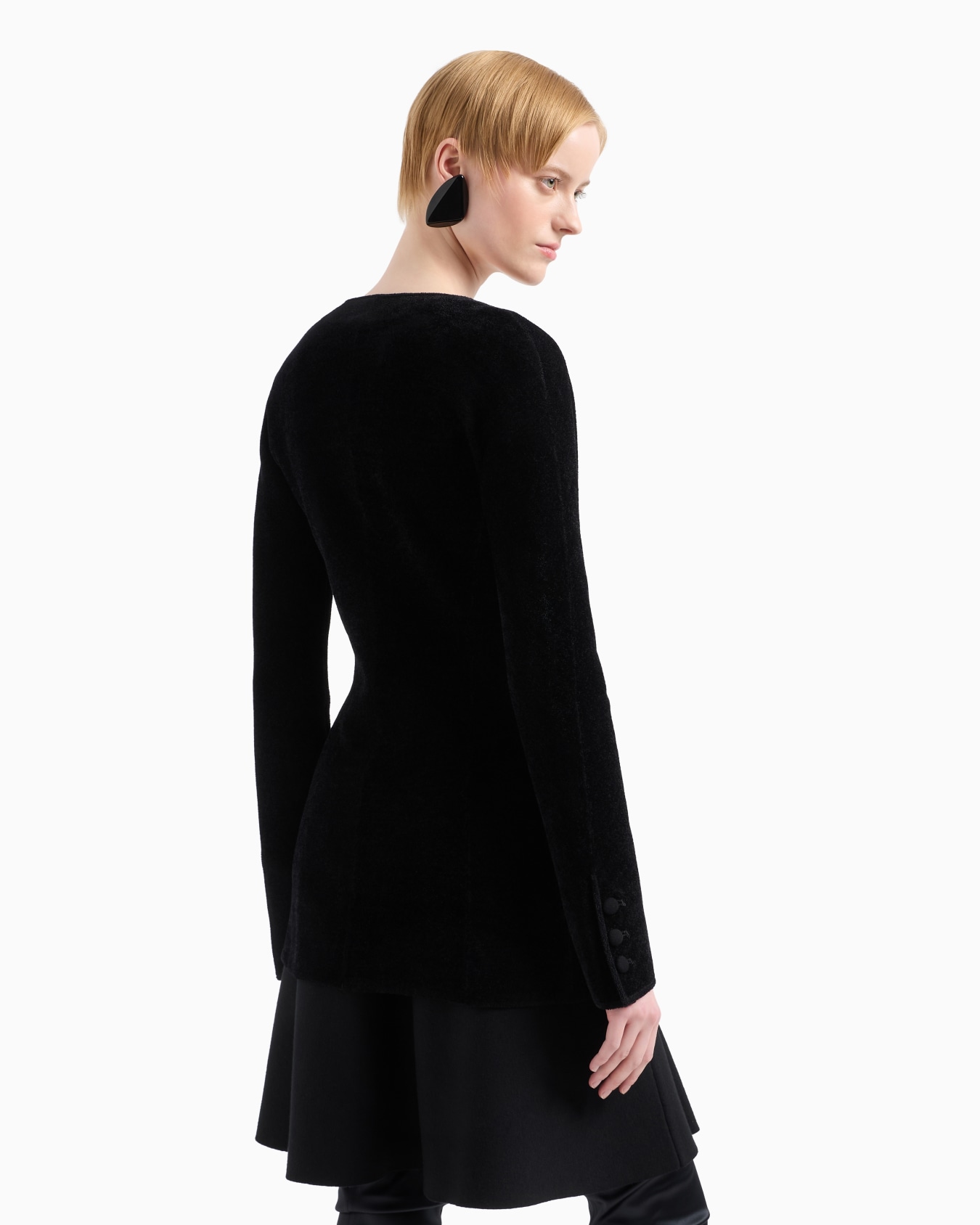 Double-breasted blazer in terry-effect bonded chenille Slide 2