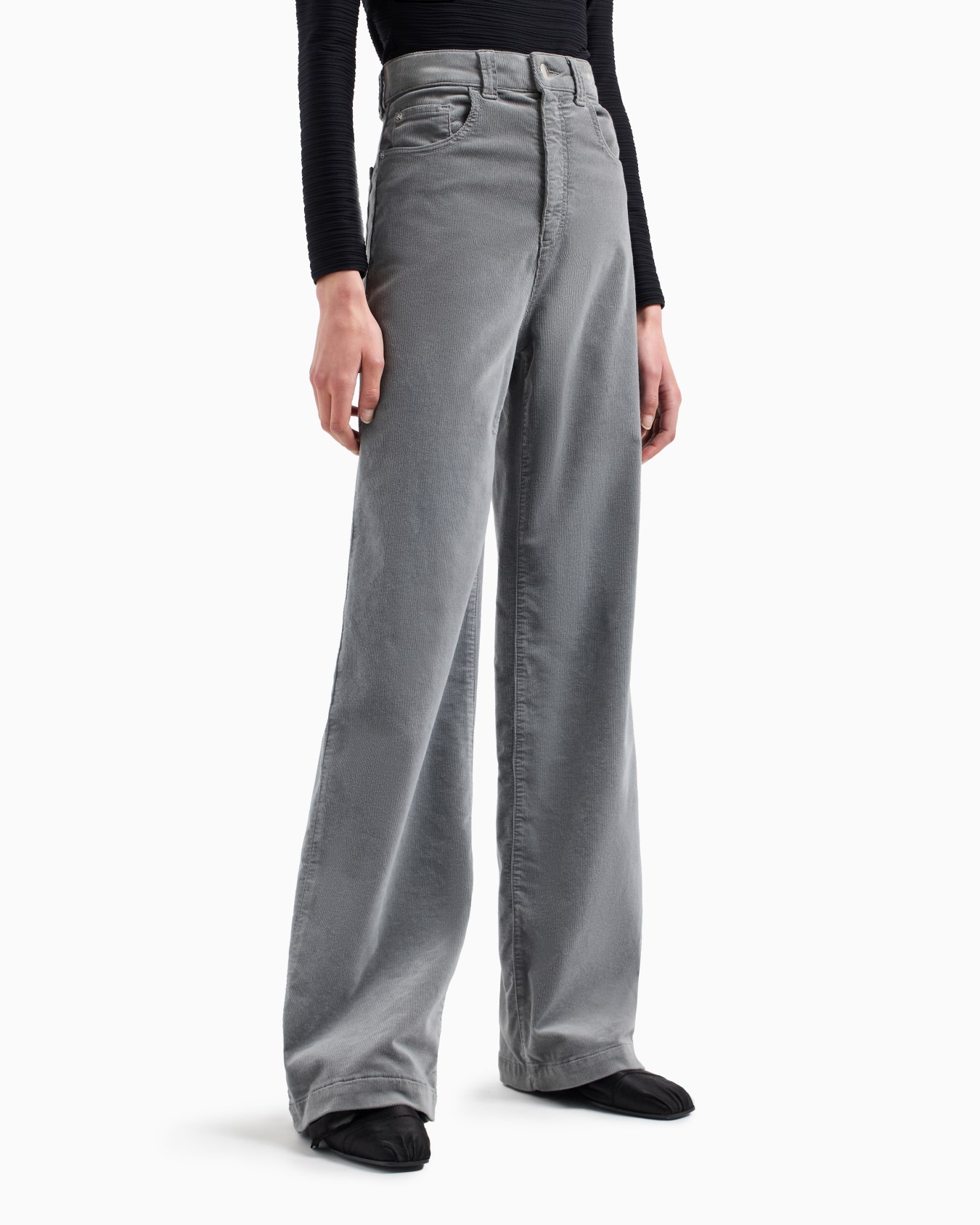 J14 high-waisted, wide-leg palazzo trousers in garment-dyed corduroy Slide 1