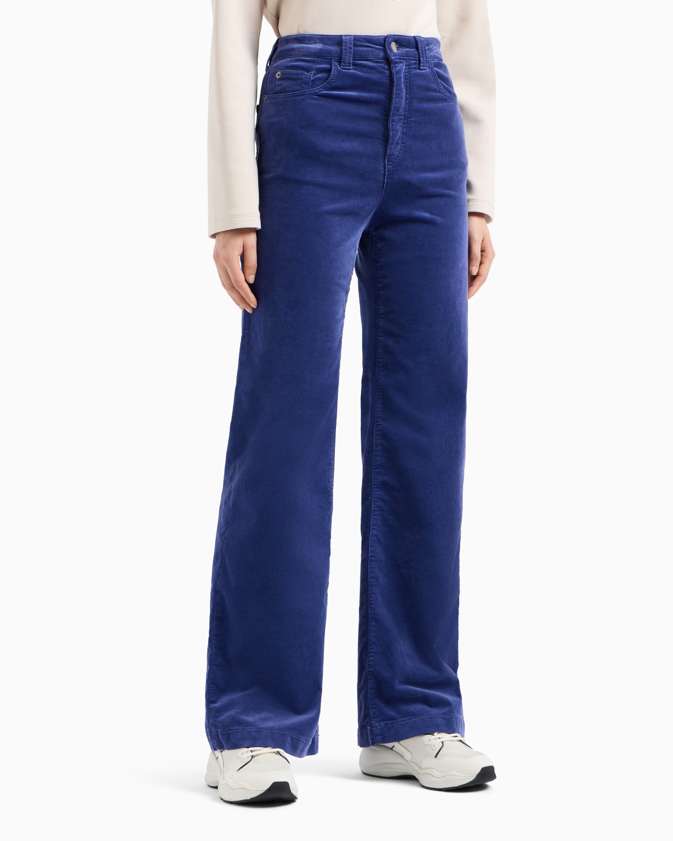 J14 high-waisted, wide-leg palazzo trousers in garment-dyed corduroy Slide 1