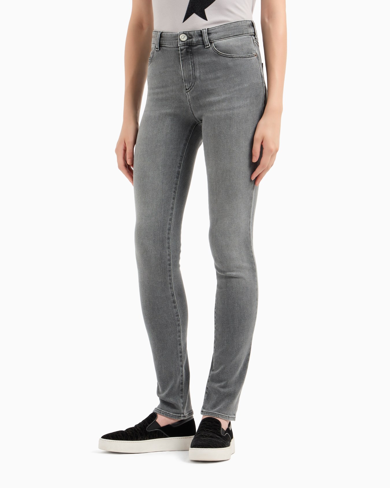 Jean J18 taille haute et jambe skinny en denim stretch biologique aspect usé ASV Diapositive 1