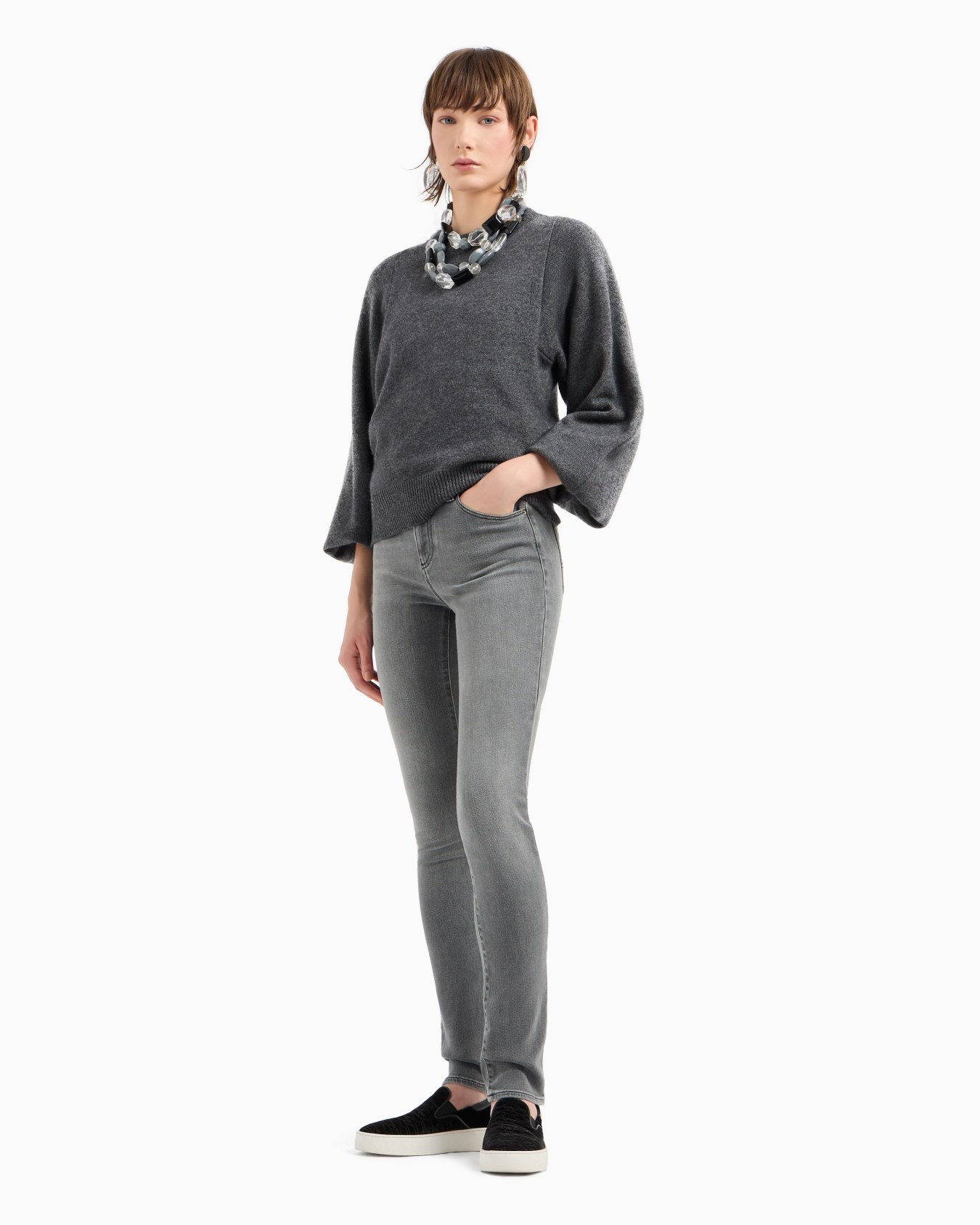 Jean J18 taille haute et jambe skinny en denim stretch biologique aspect usé ASV Diapositive 2