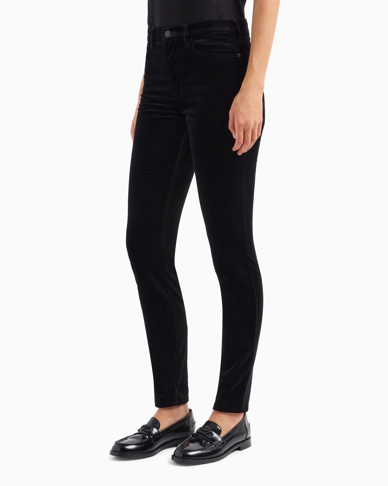 J20 high-waisted stretch-velvet super-skinny leg trousers Slide 1
