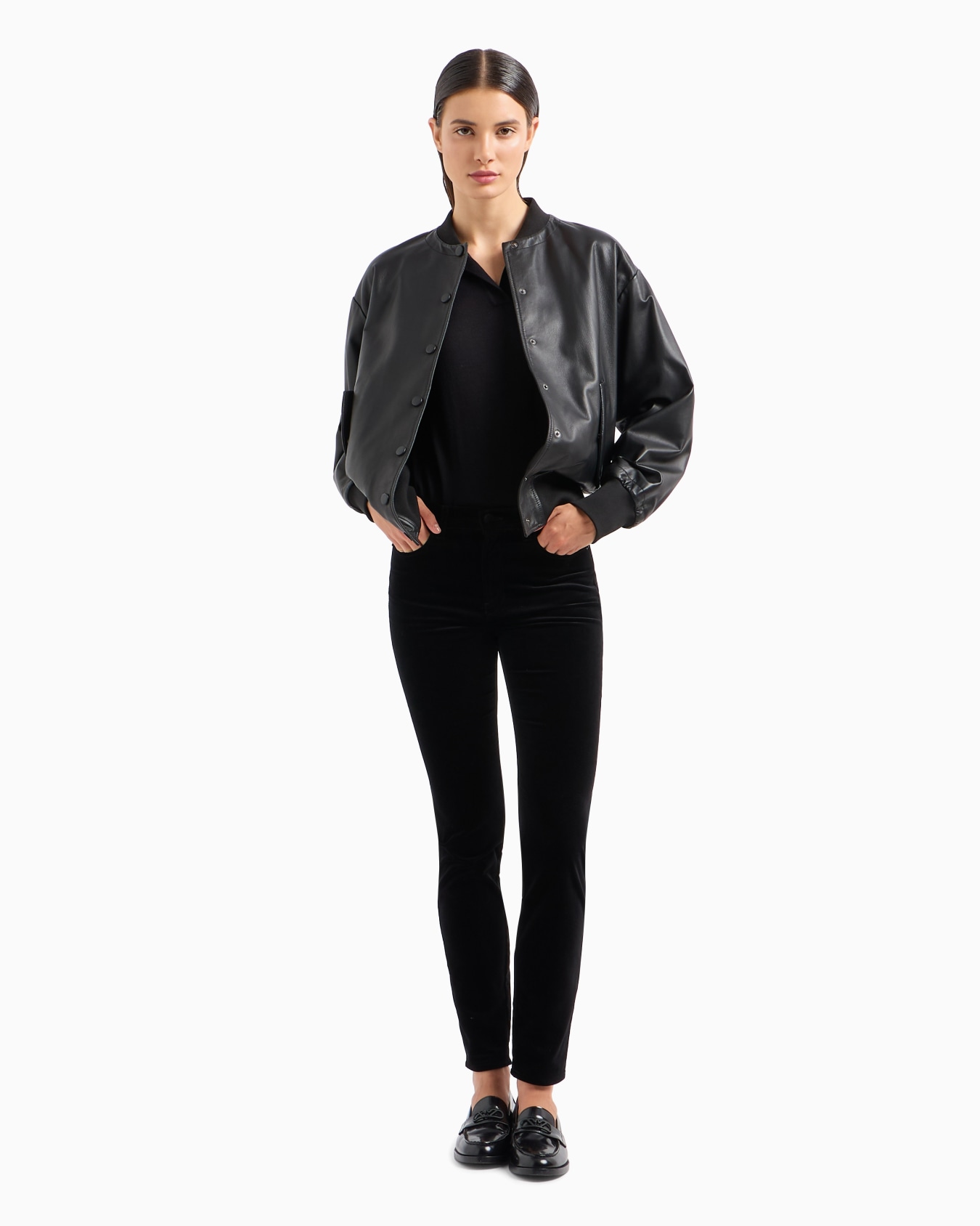 J20 high-waisted stretch-velvet super-skinny leg trousers Slide 3