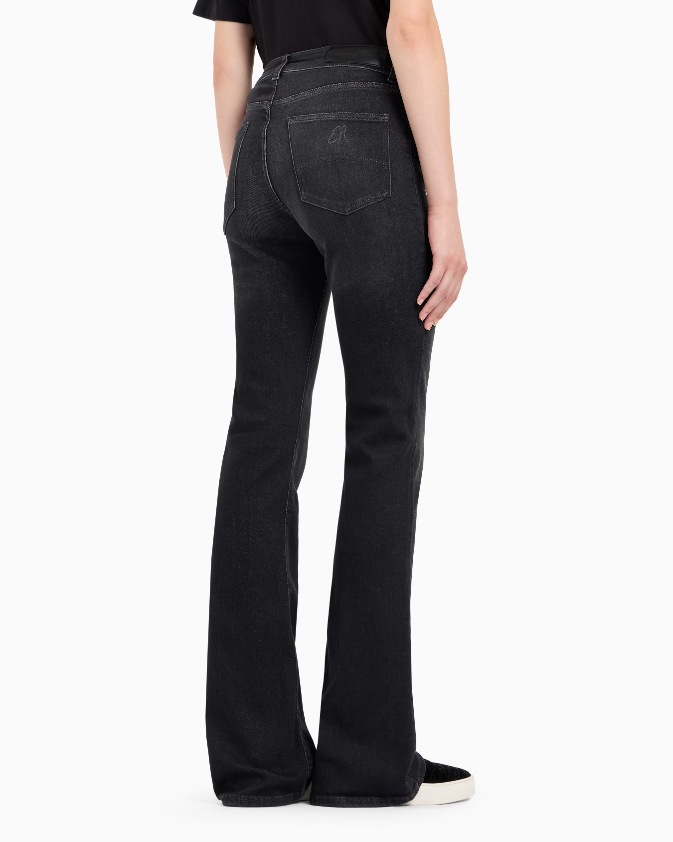 ASV J47 mid-high rise jeans with a flared leg in a worn-look organic stretch denim Slide 2