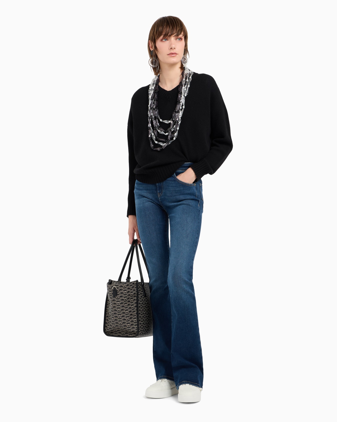 ASV J47 mid-high rise jeans with a flared leg in a worn-look organic stretch denim Slide 3