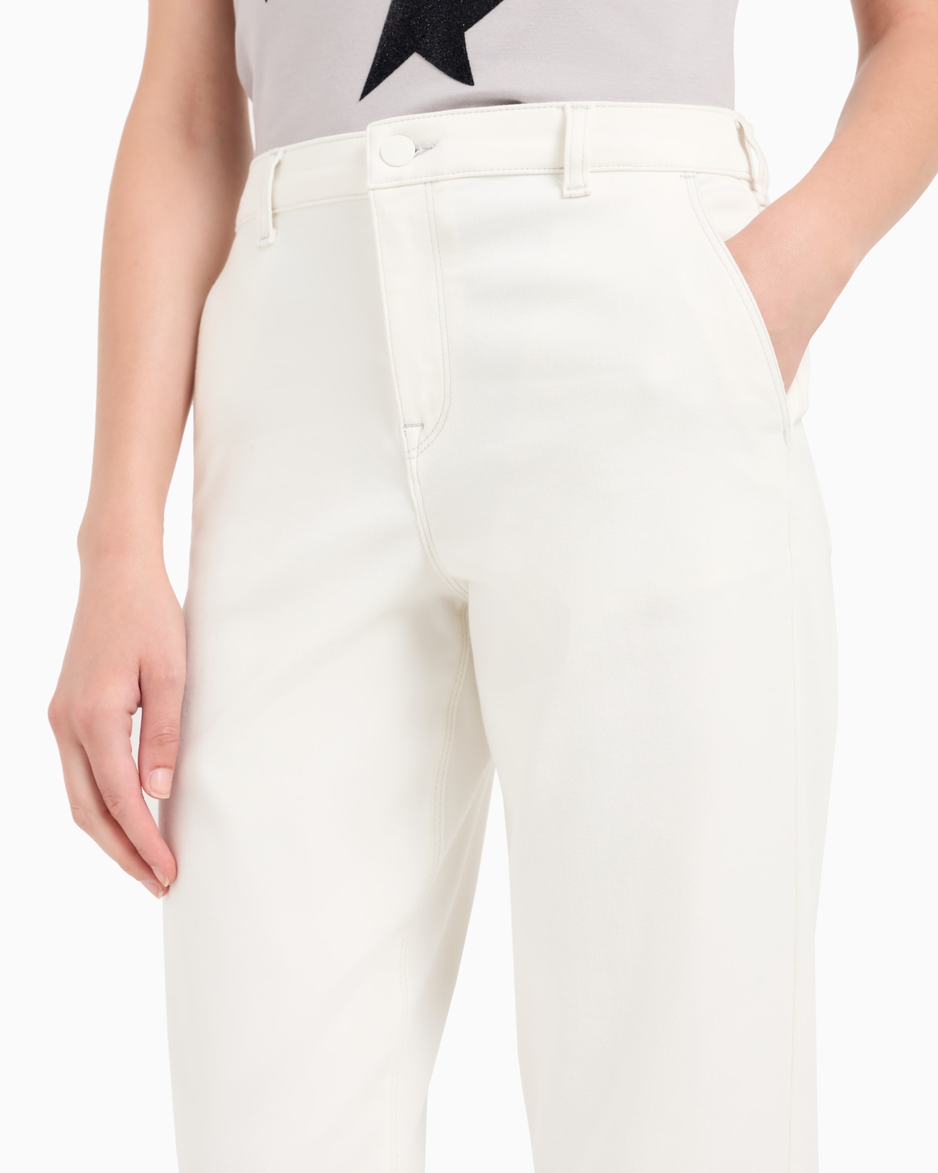J5A mid-rise, relaxed-leg trousers in jersey with a denim back Slide 4