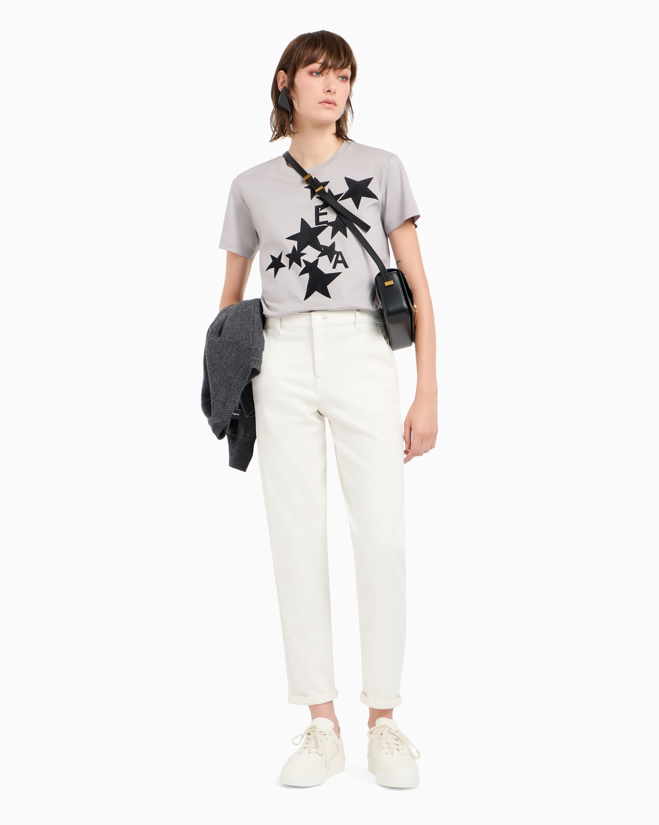 J5A mid-rise, relaxed-leg trousers in jersey with a denim back Slide 3