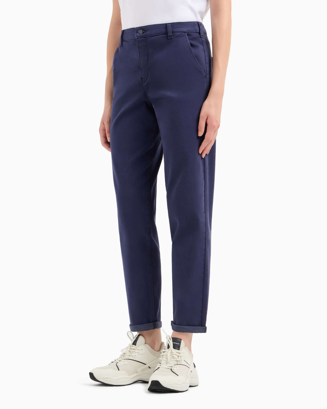 Pantalon J5A taille mi-haute et jambe décontractée en jersey avec arrière en denim Diapositive 1