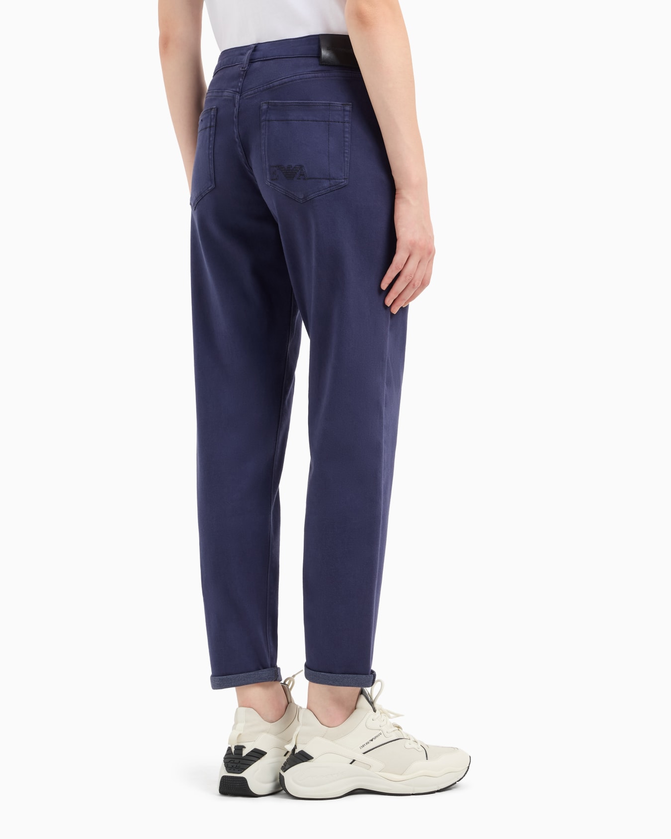 Pantalon J5A taille mi-haute et jambe décontractée en jersey avec arrière en denim Diapositive 2