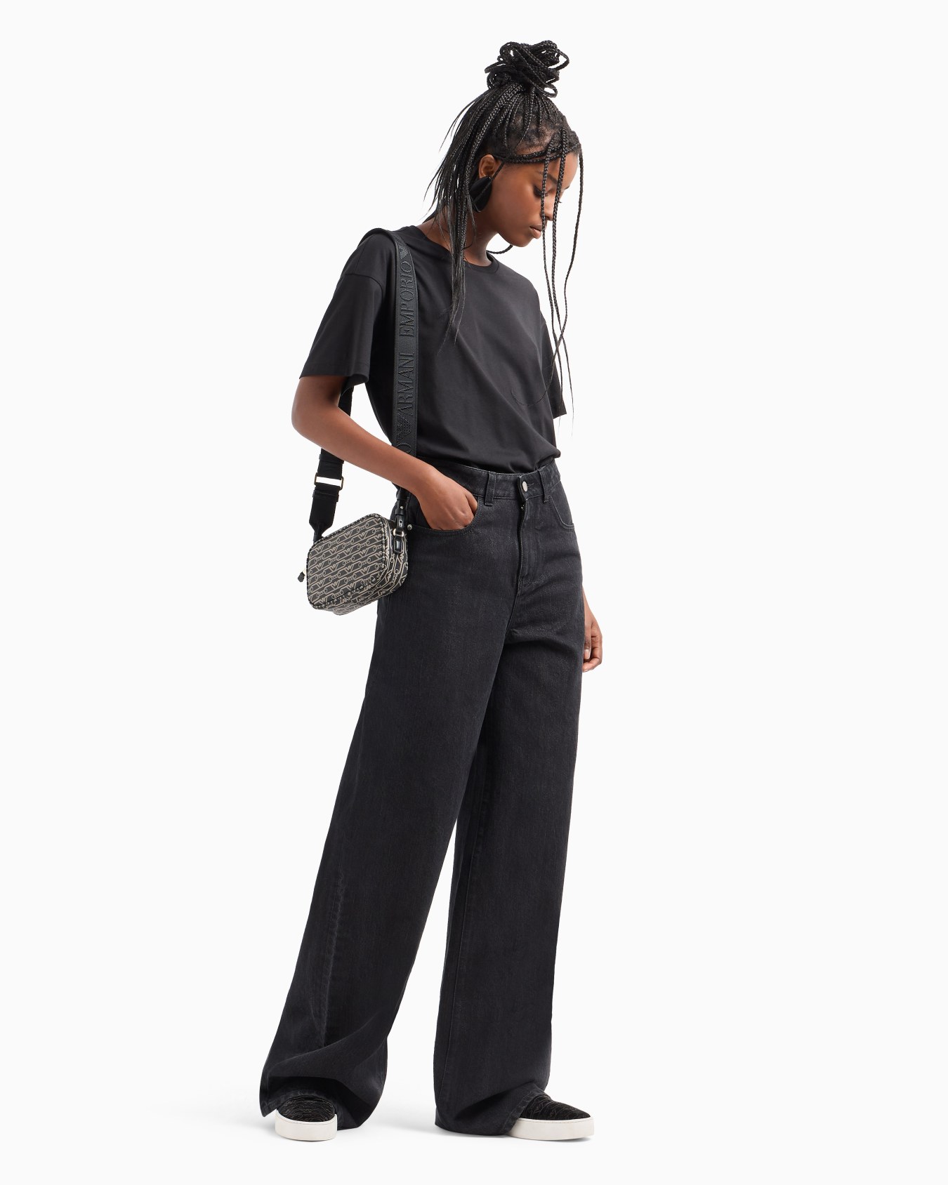 Jean J8B taille mi-haute et jambe très large en denim lurex Diapositive 3