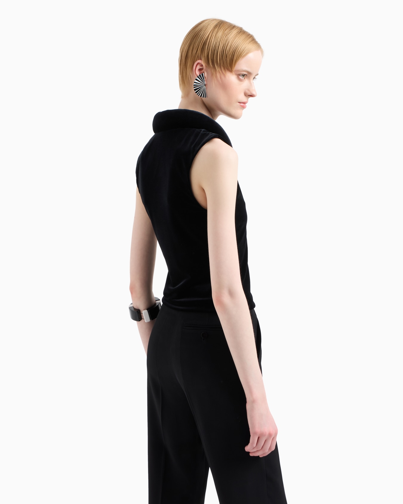 Chenille jersey top with asymmetric neckline Slide 2