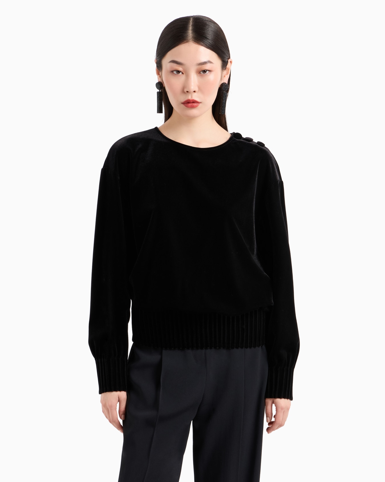 Chenille sweatshirt with shoulder buttons Diapositiva 1
